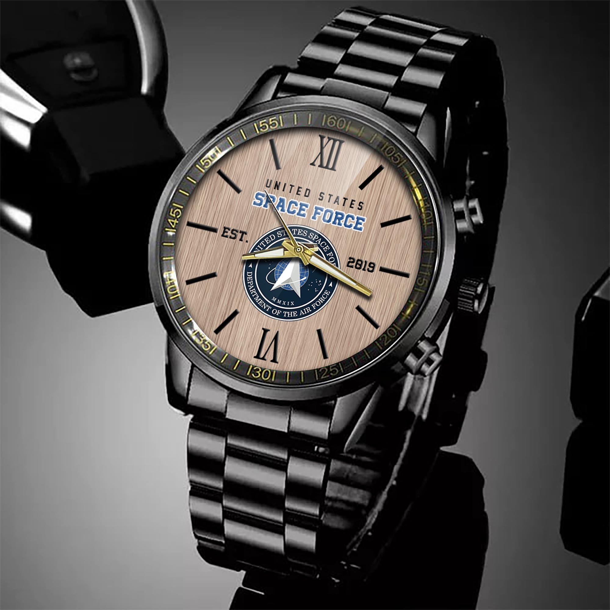 U.S. Space Force Black Fashion Watch 2024 Version, Military Veteran Watch, Dad Gifts, Military Gifts For Him ETRG-54300