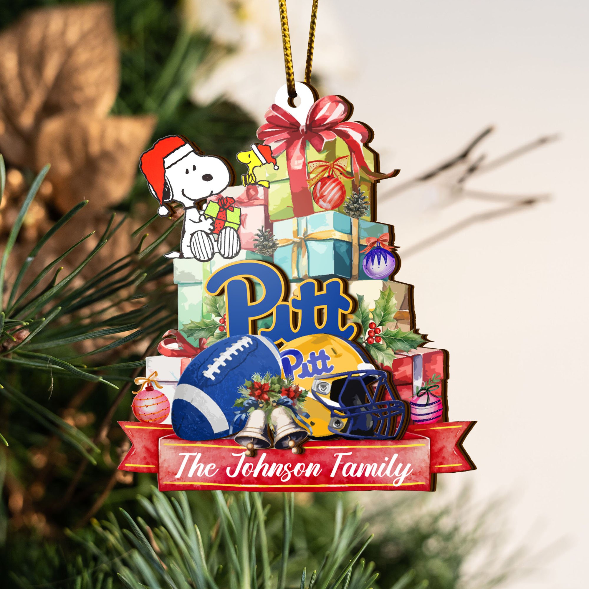 Pittsburgh Panthers And Snoopy 2 Layered Piece Wooden Ornament 2024 Versions Custom Your Family Name, Sport Ornament, Fan Gifts, Hanging Decorations EHIVM-52287