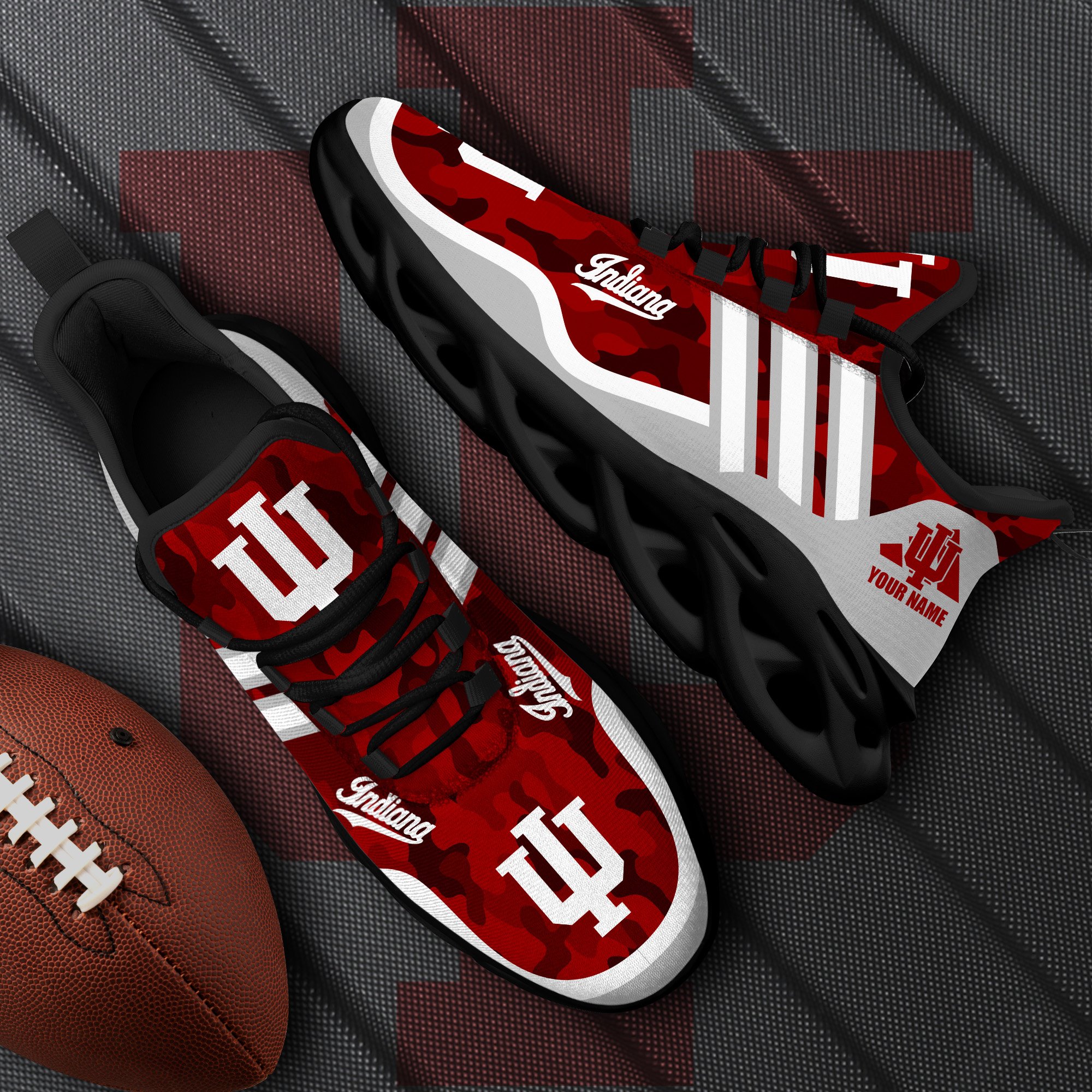 Indiana Hoosiers Black Max Soul Shoes 2024 Versions, White Max Soul Shoes Custom Your Name, Sports Gift For Fan EHIVM-53466