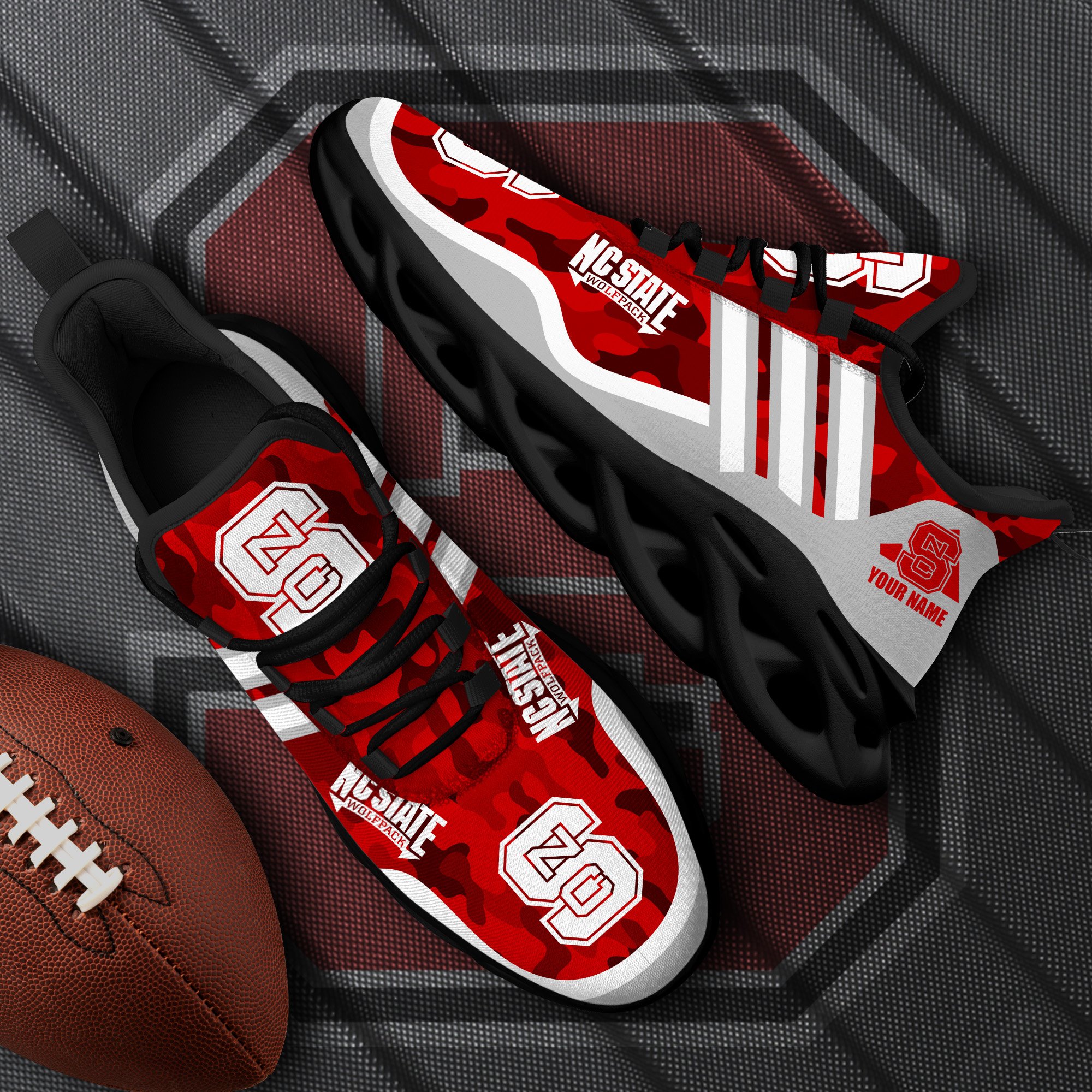 NC State Wolfpack Black Max Soul Shoes 2024 Versions, White Max Soul Shoes Custom Your Name, Sports Gift For Fan EHIVM-53466