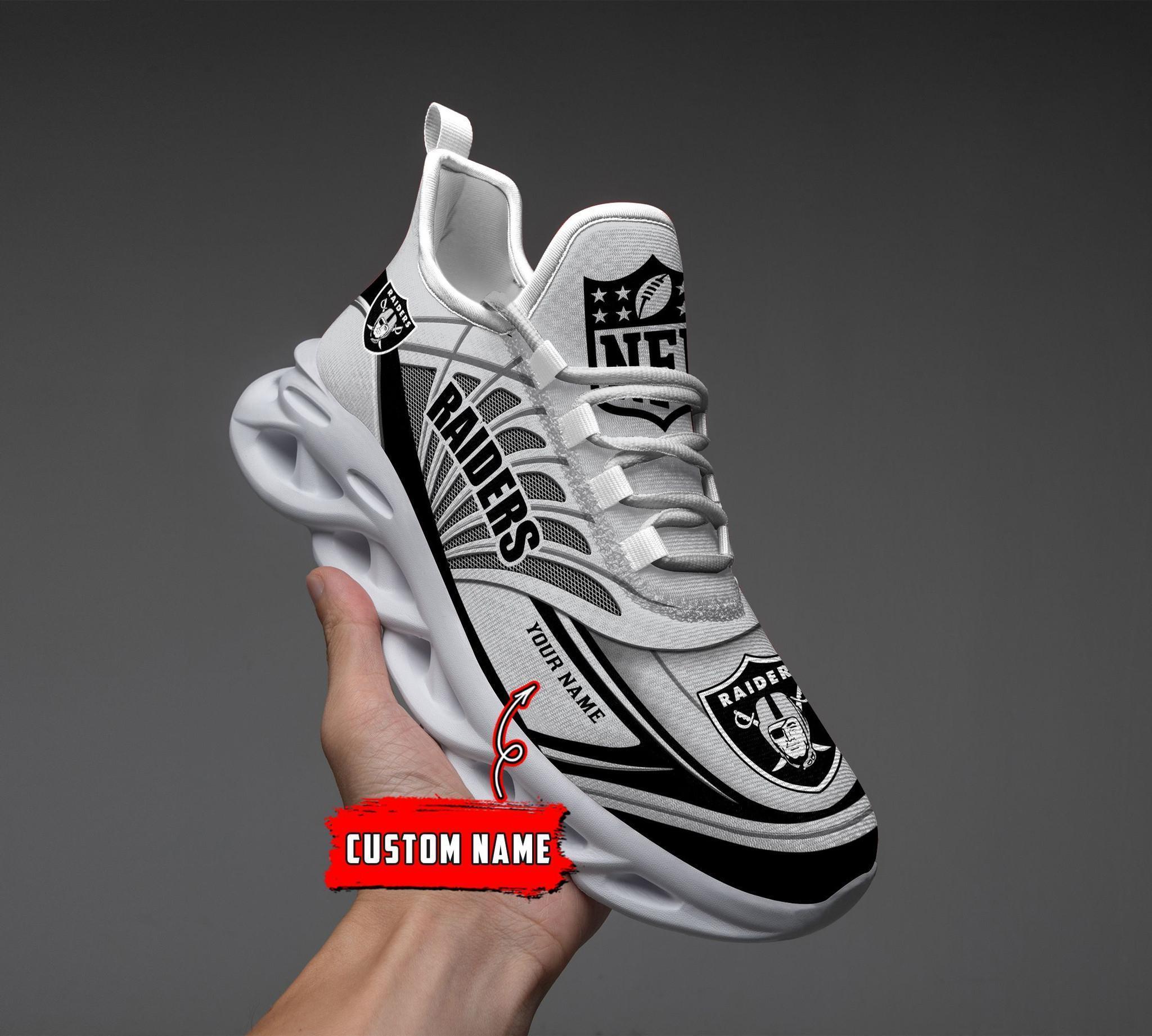 Las Vegas Raiders Black Max Soul Shoes 2024 Versions, White Max Soul Shoes Custom Your Name, Sports Gift For Fan EHIVM-53637