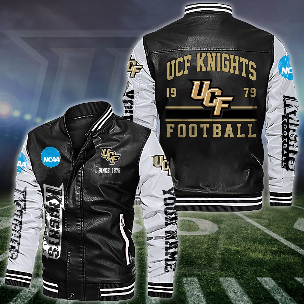 UCF Knights White 2D Leather Jacket 2024 Versions Personalized Your Name, Sport Leather Jacket, Gifts For Fan EHIVM-53560