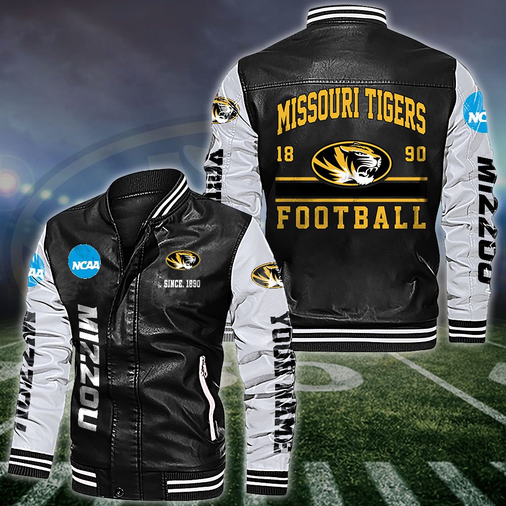 Missouri Tigers White 2D Leather Jacket 2024 Versions Personalized Your Name, Sport Leather Jacket, Gifts For Fan EHIVM-53560