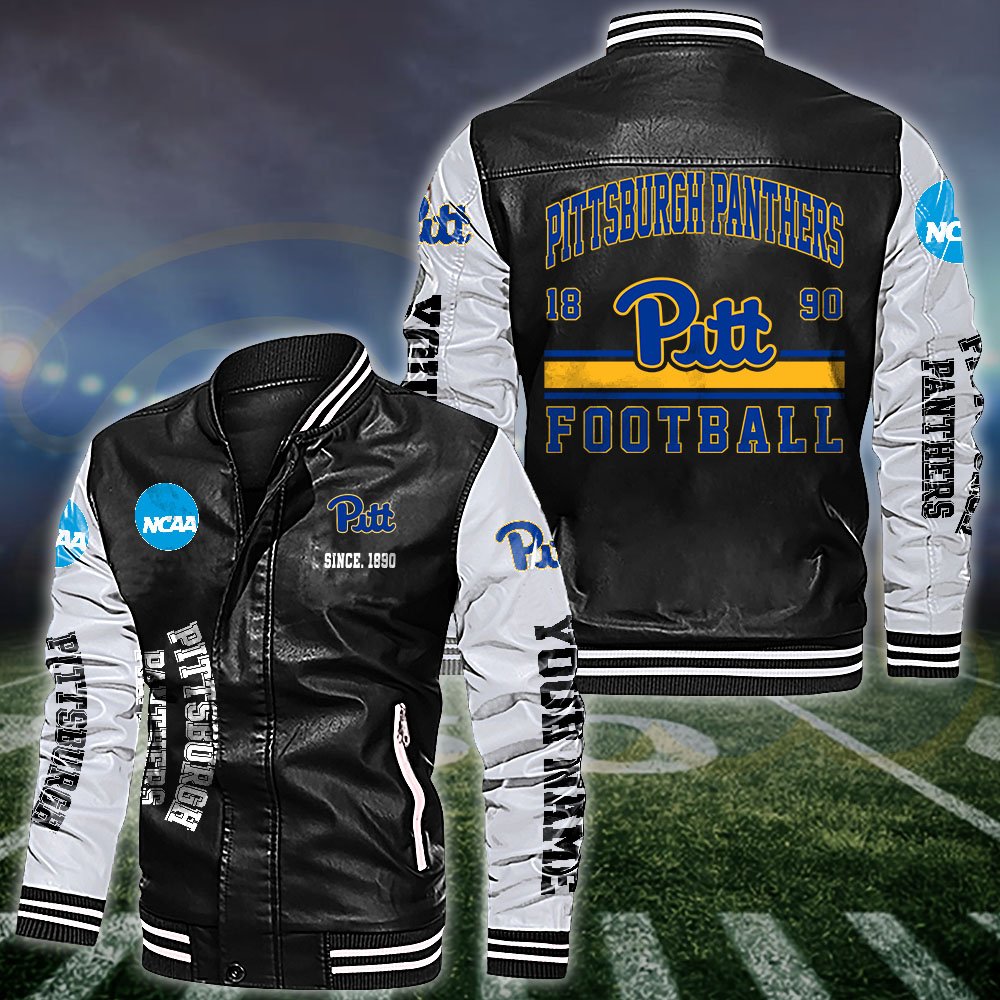 Pittsburgh Panthers White 2D Leather Jacket 2024 Versions Personalized Your Name, Sport Leather Jacket, Gifts For Fan EHIVM-53560