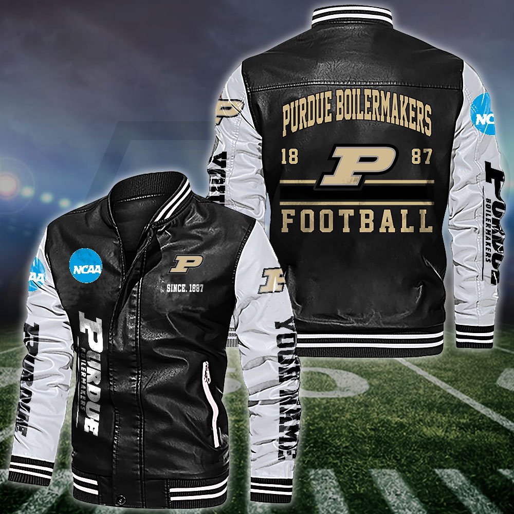 Purdue Boilermakers White 2D Leather Jacket 2024 Versions Personalized Your Name, Sport Leather Jacket, Gifts For Fan EHIVM-53560