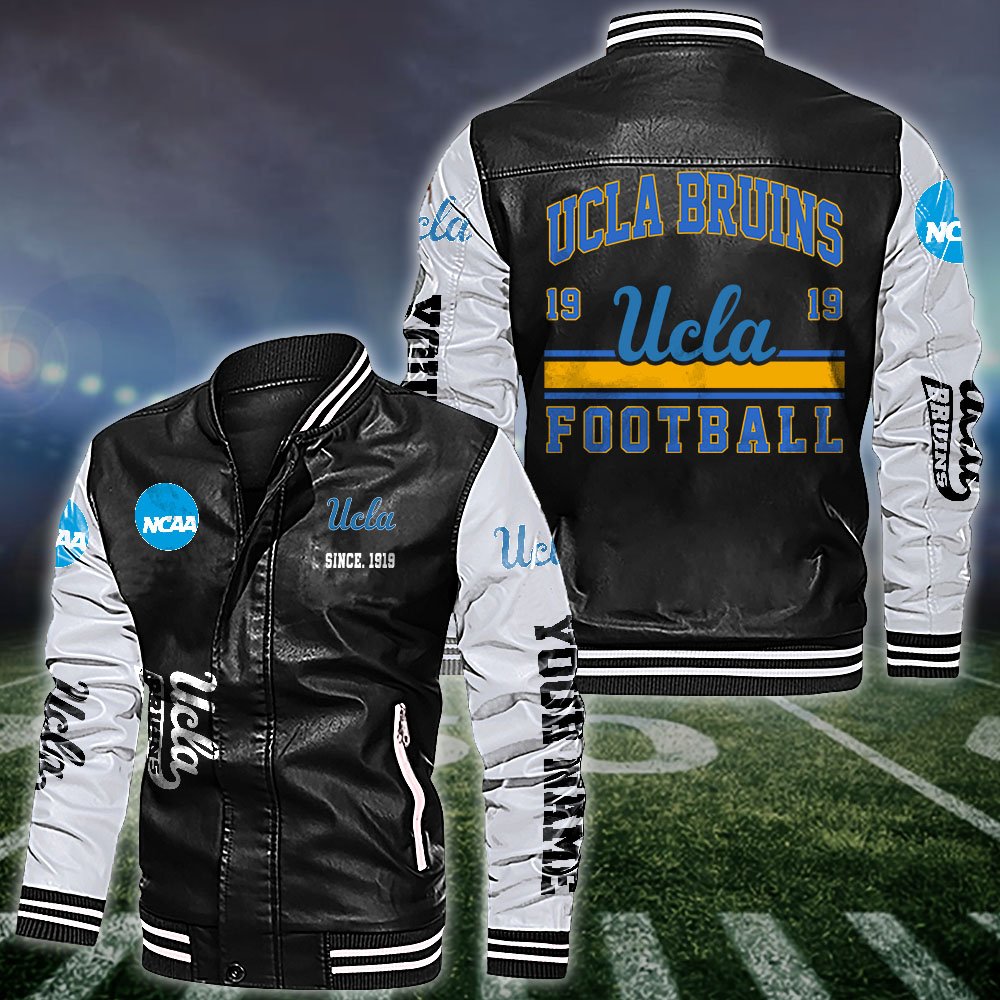 UCLA Bruins White 2D Leather Jacket 2024 Versions Personalized Your Name, Sport Leather Jacket, Gifts For Fan EHIVM-53560