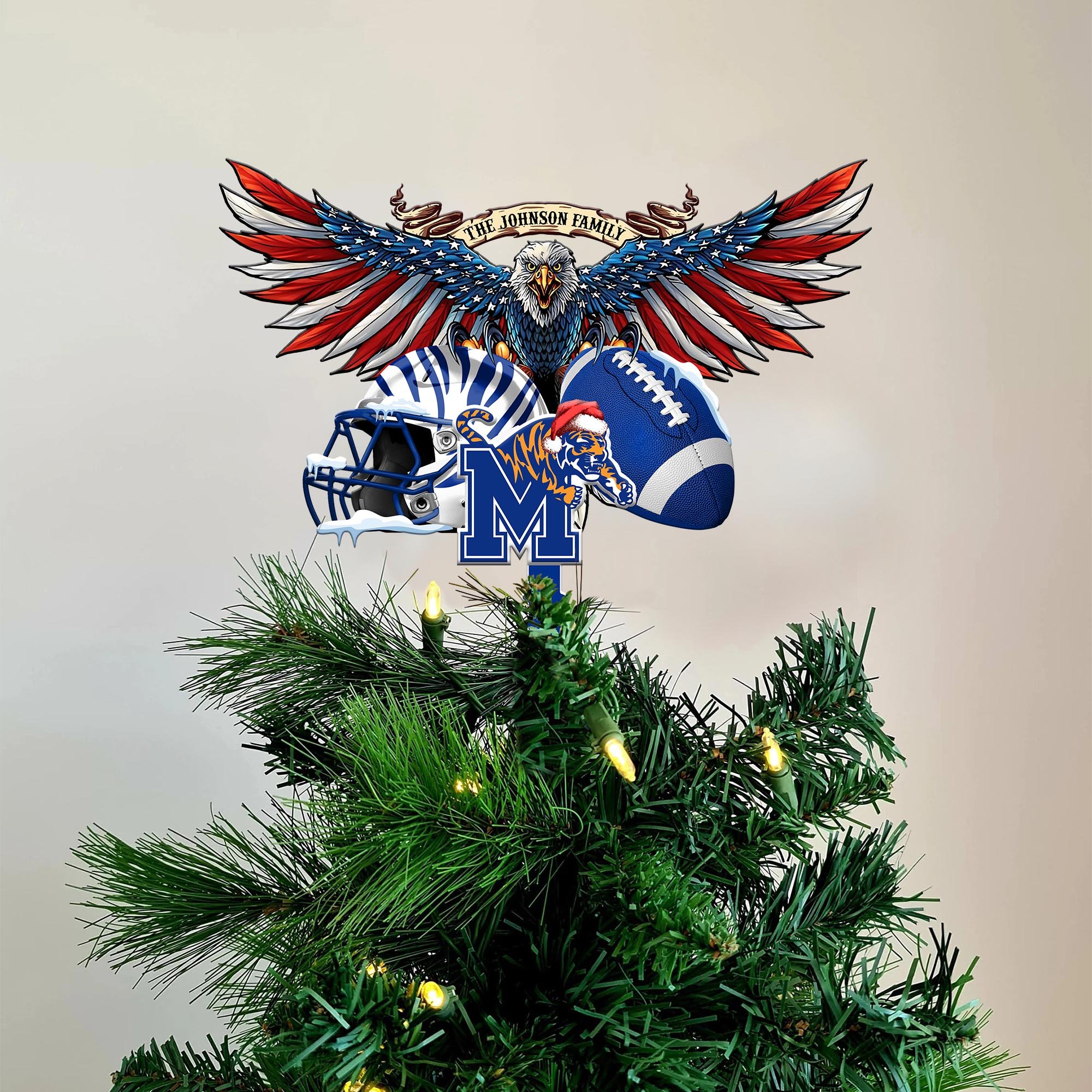 Memphis Tigers Tree Topper 2024 Versions Custom Your Family Name, Sport Team Tree Topper, Sport Decorations, Christmas Gifts EHIVM-53652