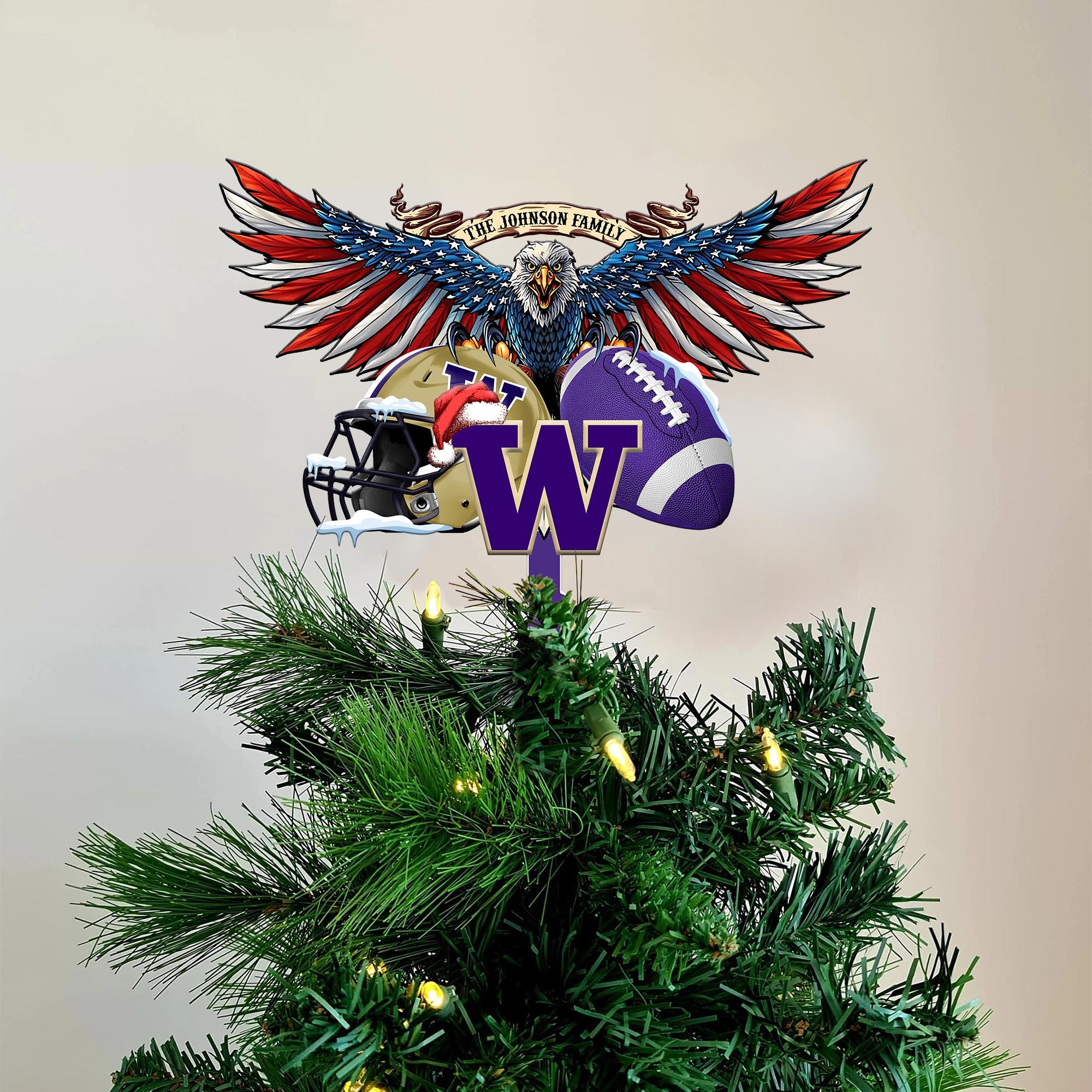 Washington Huskies Tree Topper 2024 Versions Custom Your Family Name, Sport Team Tree Topper, Sport Decorations, Christmas Gifts EHIVM-53652