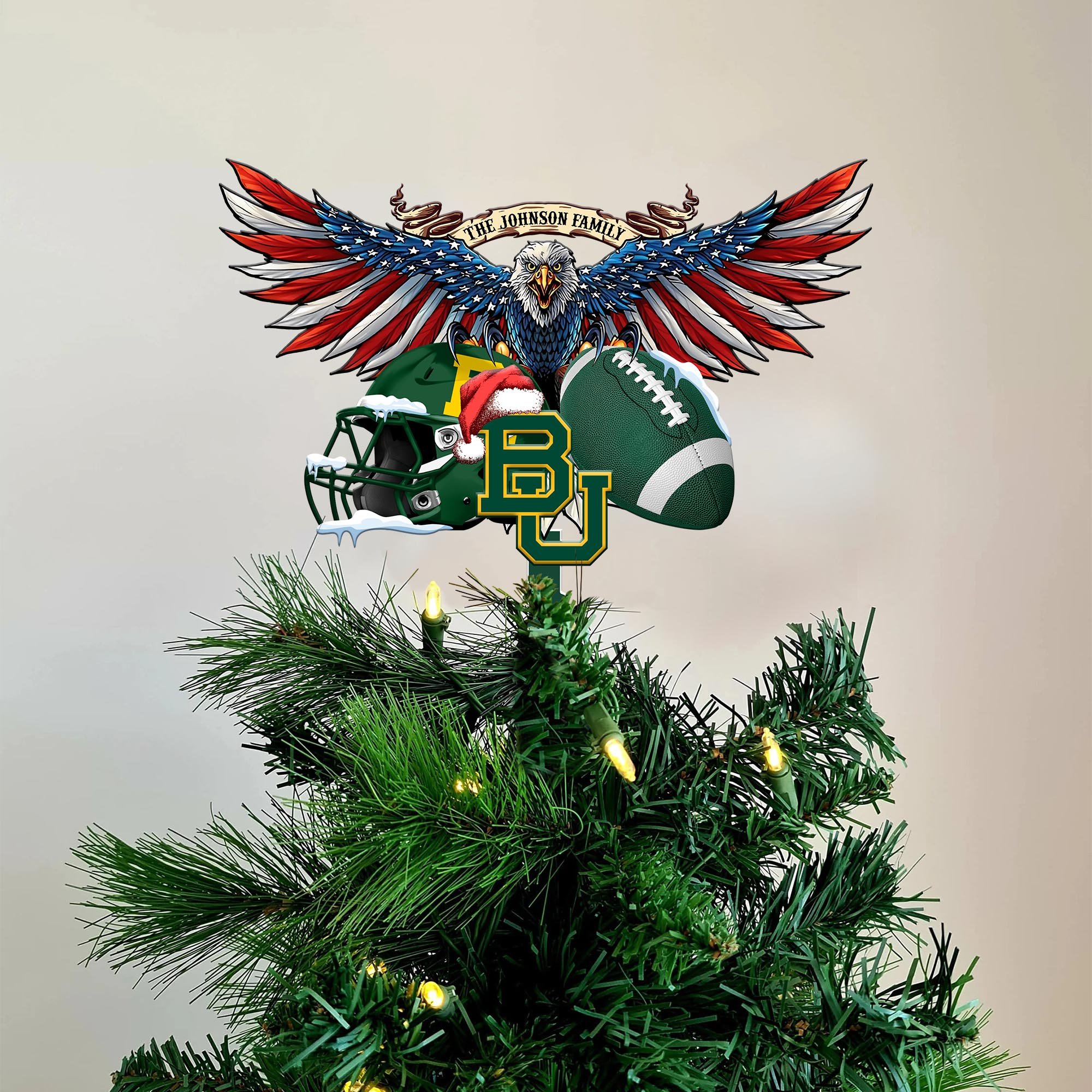 Baylor Bears Tree Topper 2024 Versions Custom Your Family Name, Sport Team Tree Topper, Sport Decorations, Christmas Gifts EHIVM-53652