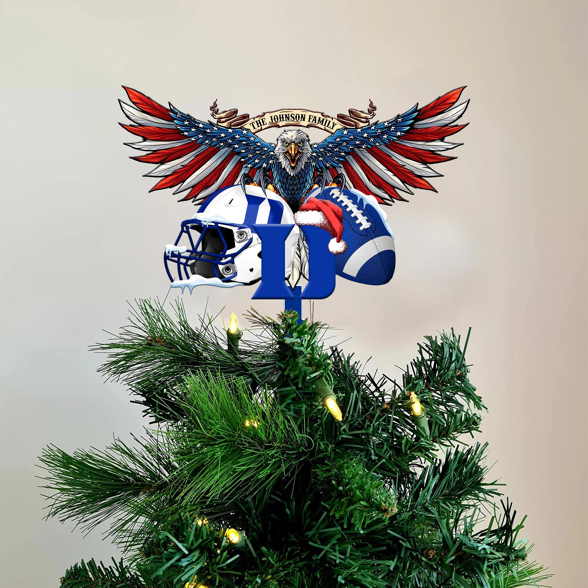 Duke Blue Devils Tree Topper 2024 Versions Custom Your Family Name, Sport Team Tree Topper, Sport Decorations, Christmas Gifts EHIVM-53652