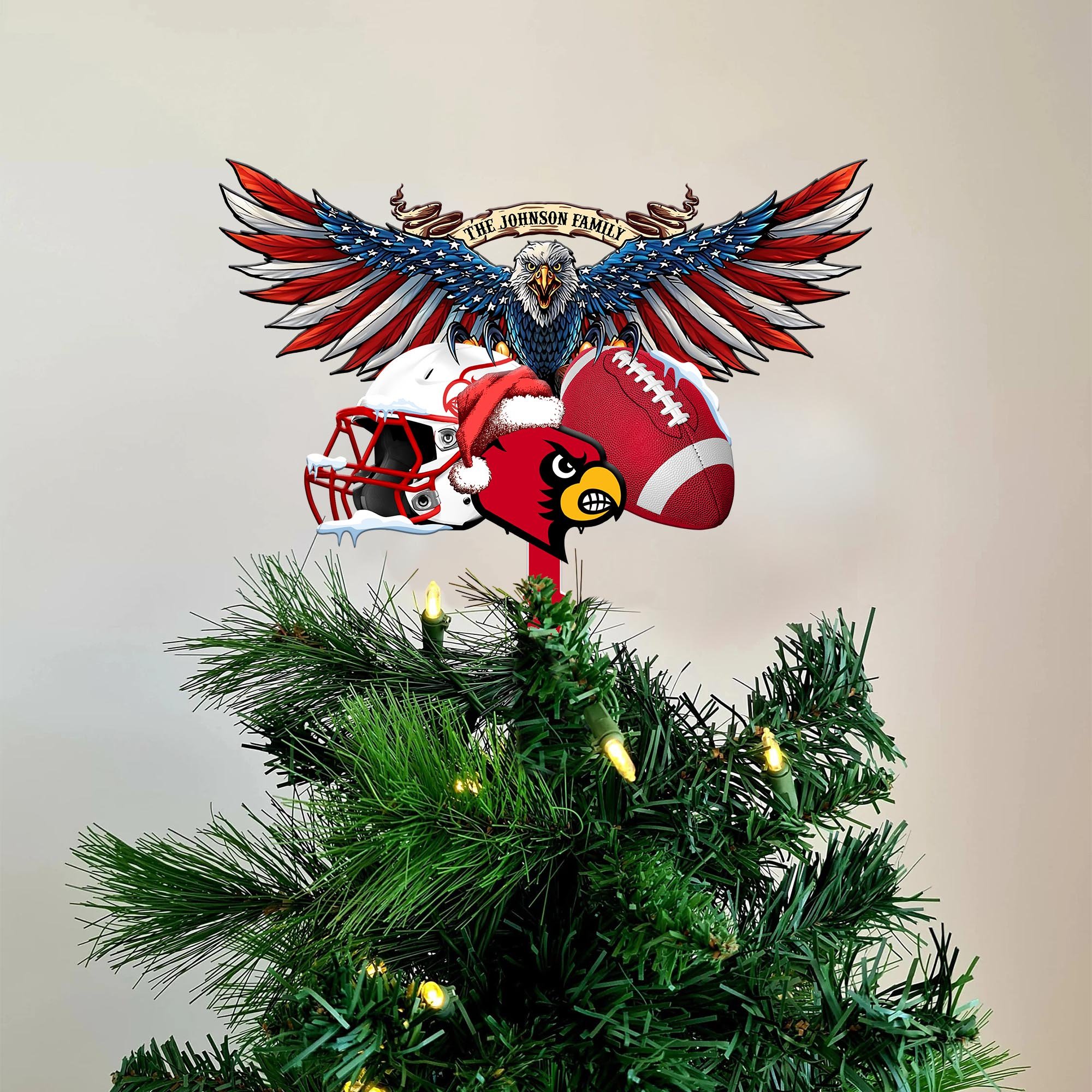 Louisville Cardinals Tree Topper 2024 Versions Custom Your Family Name, Sport Team Tree Topper, Sport Decorations, Christmas Gifts EHIVM-53652