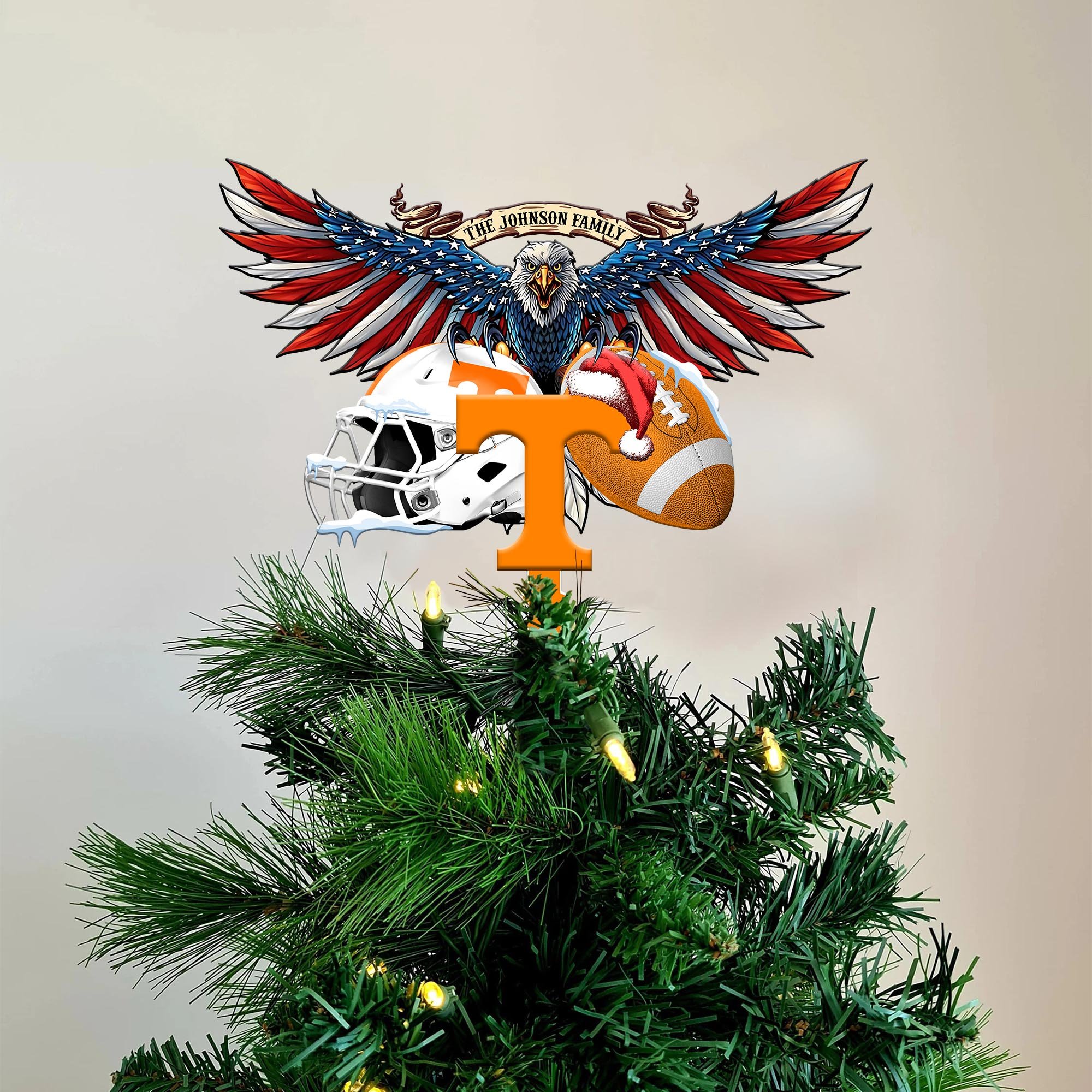 Tennessee Volunteers Tree Topper 2024 Versions Custom Your Family Name, Sport Team Tree Topper, Sport Decorations, Christmas Gifts EHIVM-53652