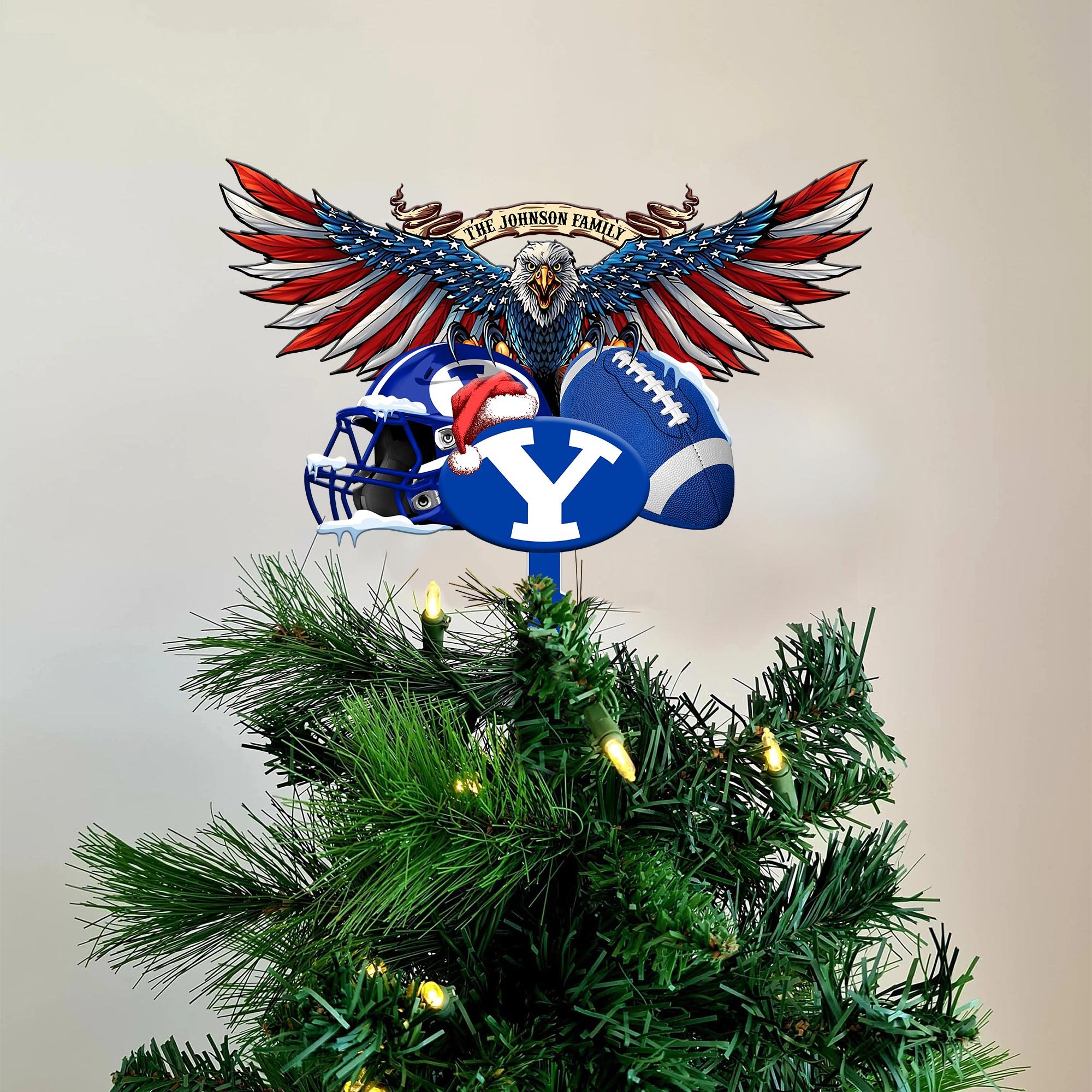 BYU Cougars Tree Topper 2024 Versions Custom Your Family Name, Sport Team Tree Topper, Sport Decorations, Christmas Gifts EHIVM-53652