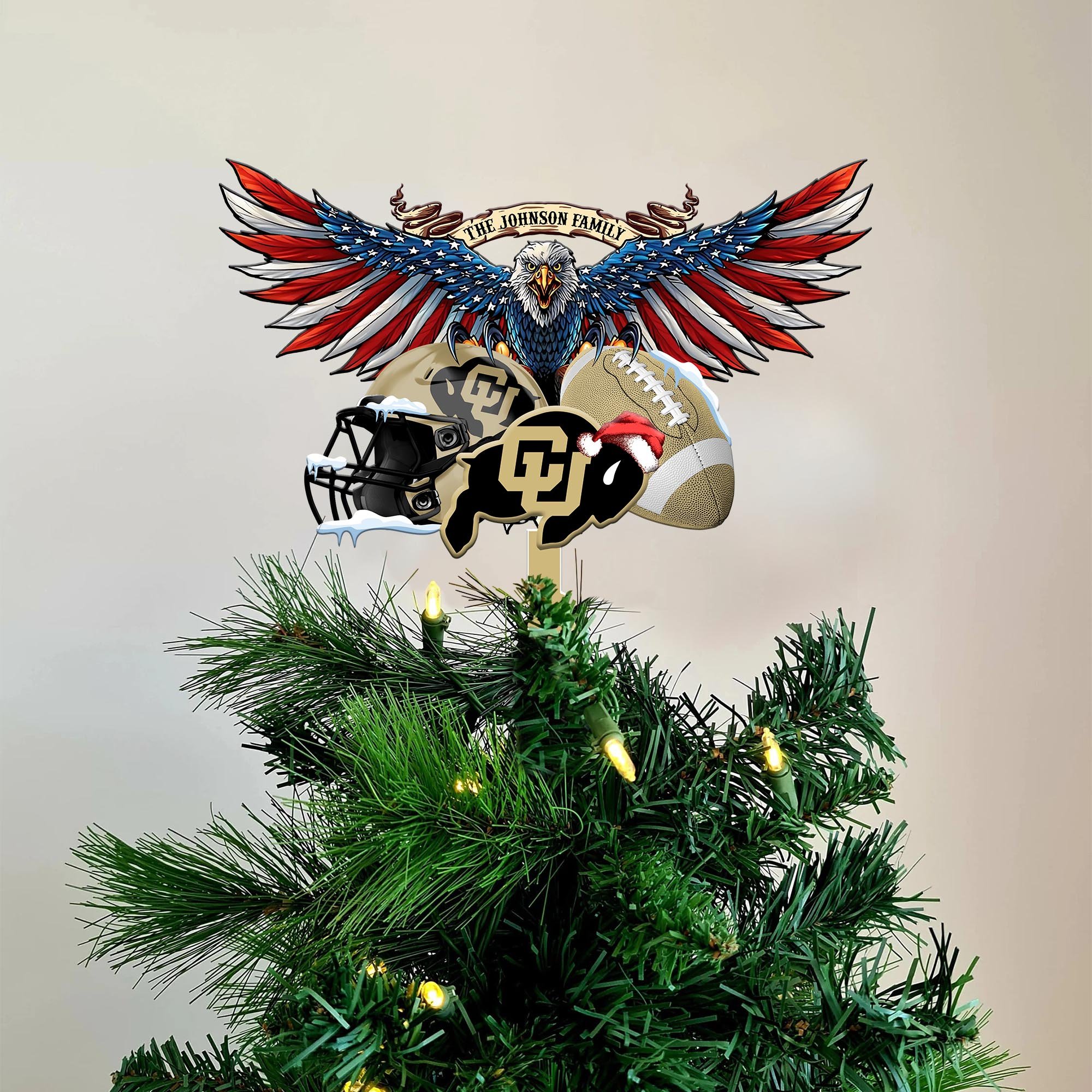 Colorado Buffaloes Tree Topper 2024 Versions Custom Your Family Name, Sport Team Tree Topper, Sport Decorations, Christmas Gifts EHIVM-53652