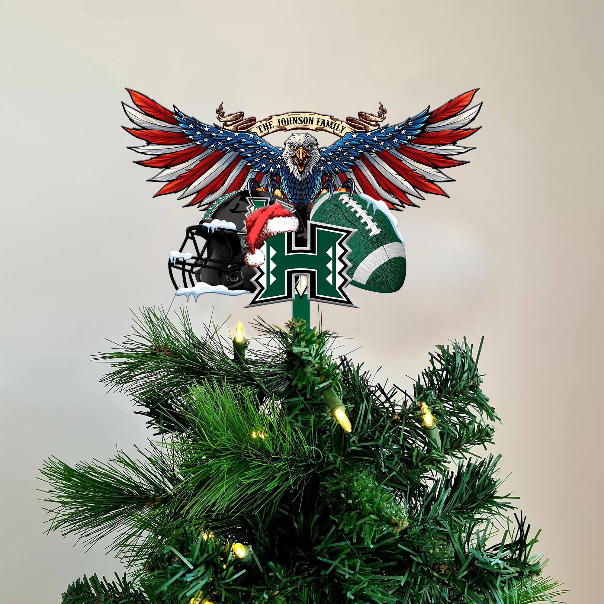 Hawaii Rainbow Warriors Tree Topper 2024 Versions Custom Your Family Name, Sport Team Tree Topper, Sport Decorations, Christmas Gifts EHIVM-53652