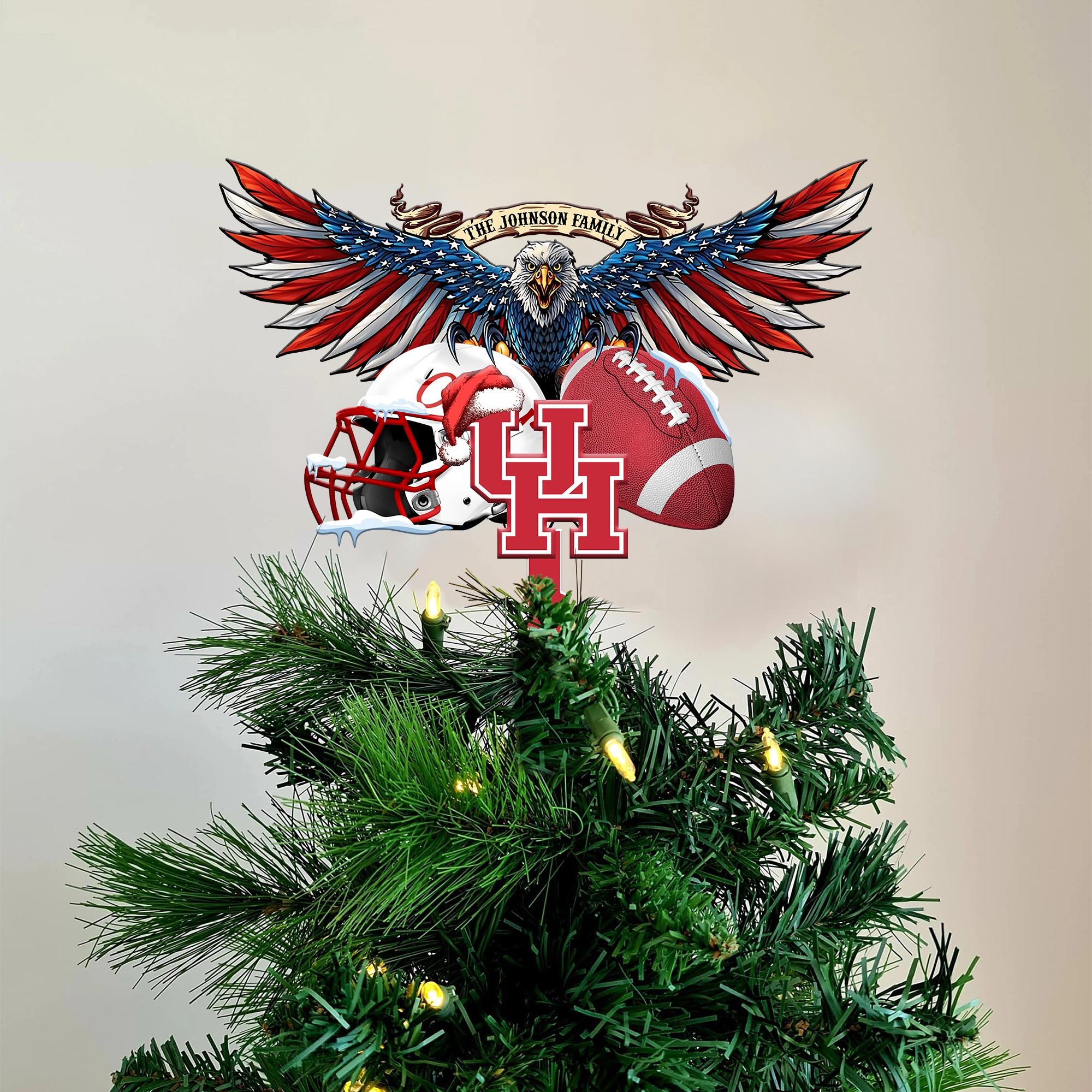 Houston Cougars Tree Topper 2024 Versions Custom Your Family Name, Sport Team Tree Topper, Sport Decorations, Christmas Gifts EHIVM-53652