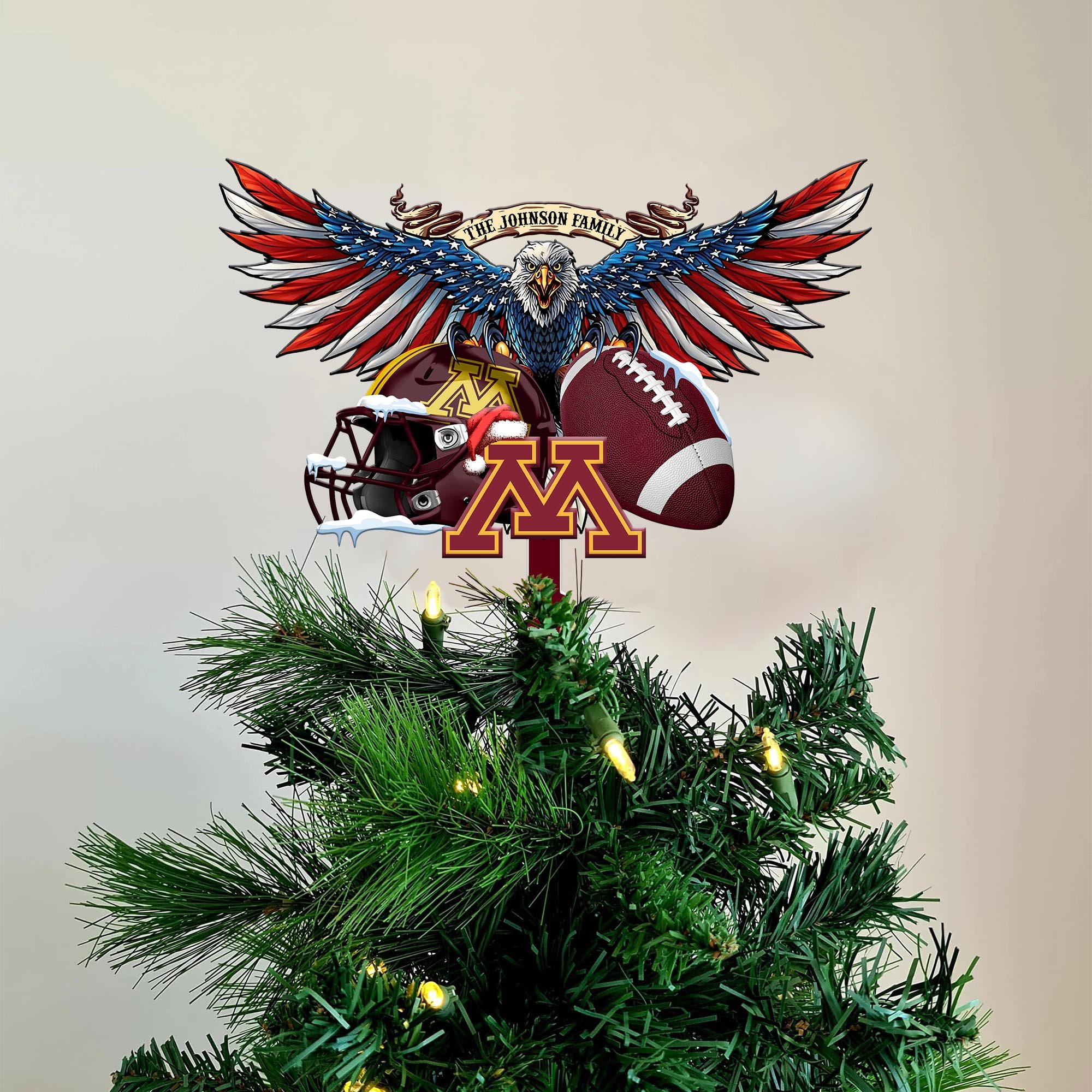 Minnesota Golden Gophers Tree Topper 2024 Versions Custom Your Family Name, Sport Team Tree Topper, Sport Decorations, Christmas Gifts EHIVM-53652