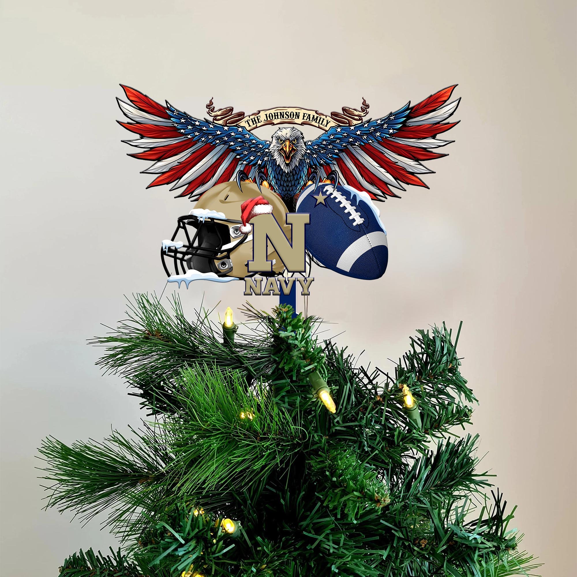 Navy Midshipmen Tree Topper 2024 Versions Custom Your Family Name, Sport Team Tree Topper, Sport Decorations, Christmas Gifts EHIVM-53652