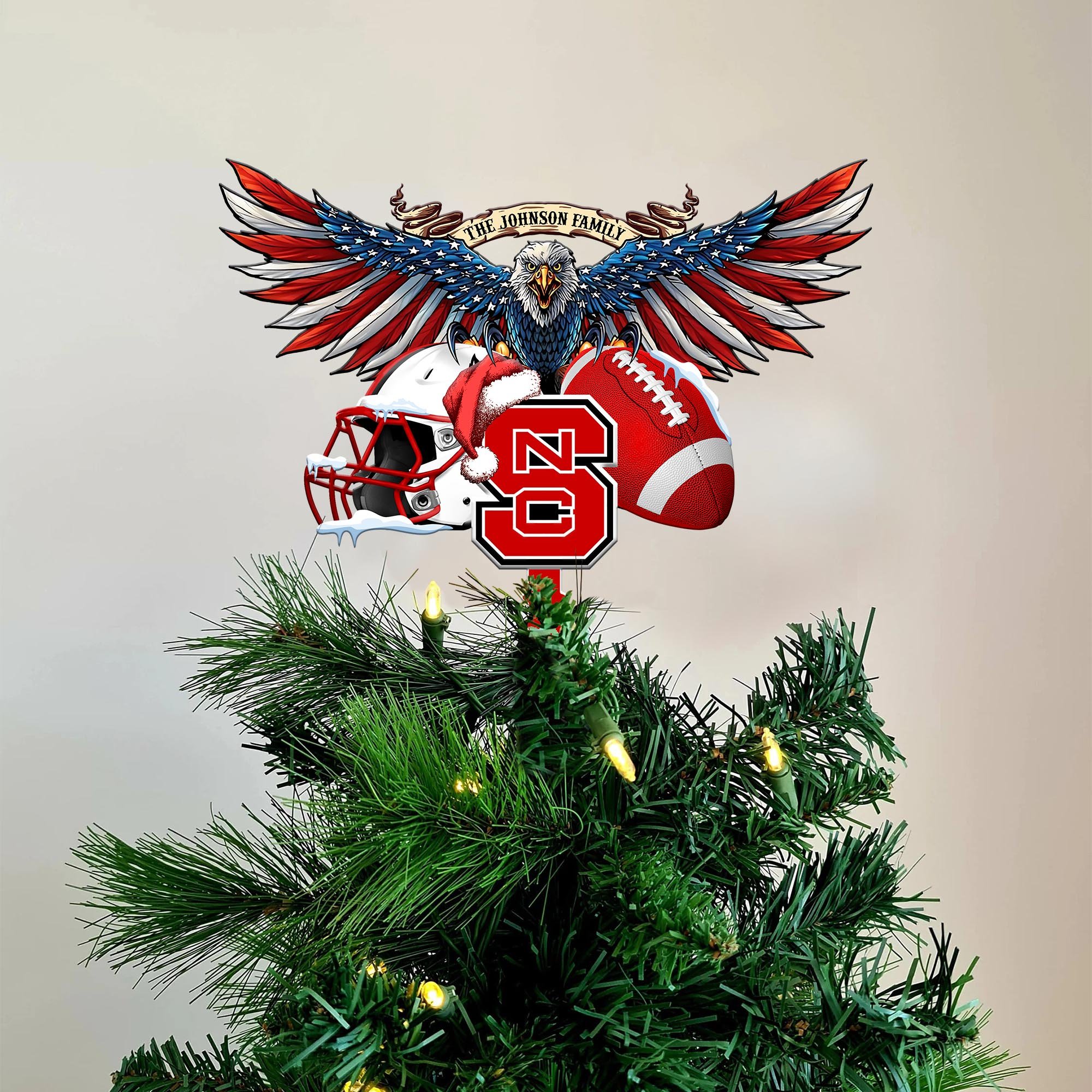 NC State Wolfpack Tree Topper 2024 Versions Custom Your Family Name, Sport Team Tree Topper, Sport Decorations, Christmas Gifts EHIVM-53652