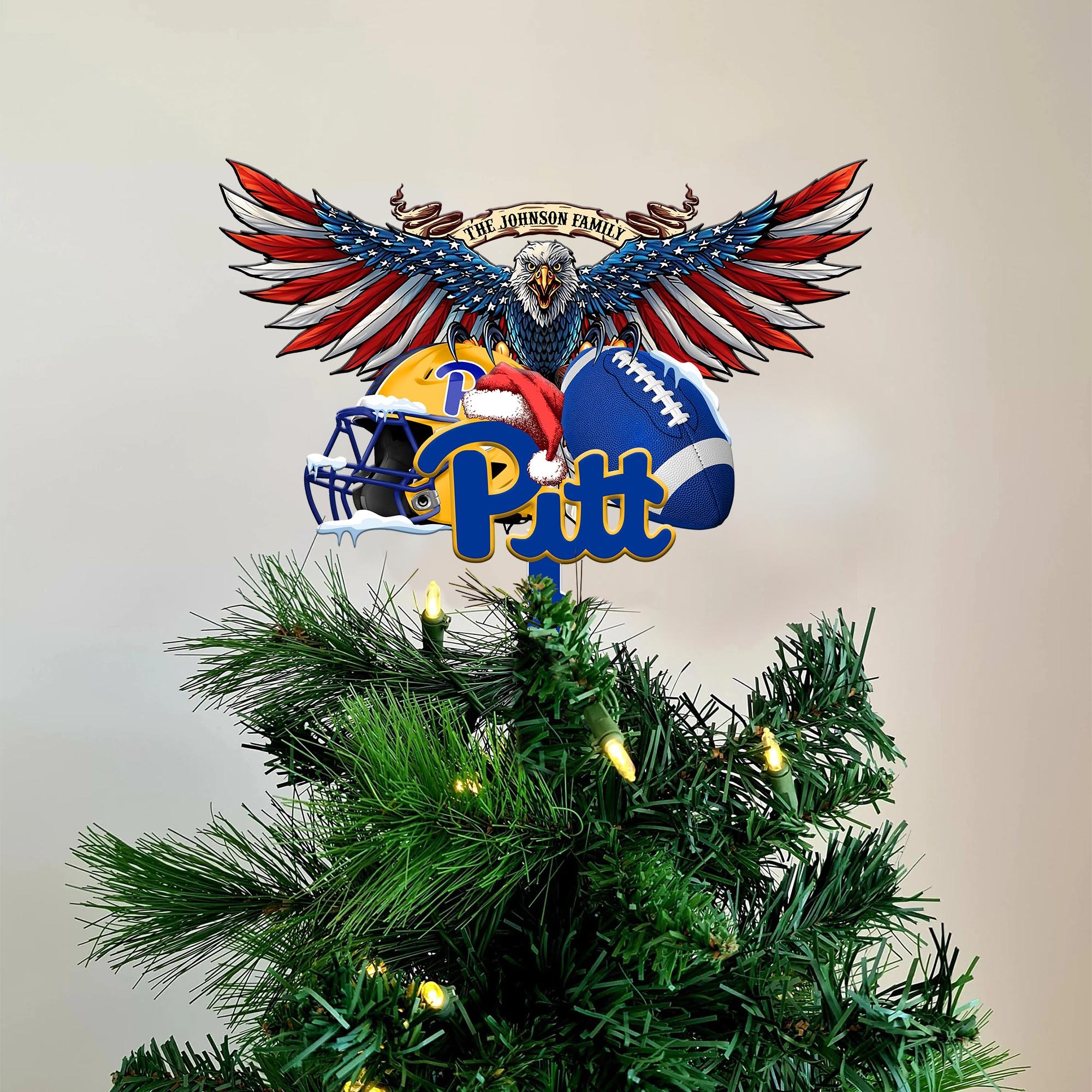 Pittsburgh Panthers Tree Topper 2024 Versions Custom Your Family Name, Sport Team Tree Topper, Sport Decorations, Christmas Gifts EHIVM-53652