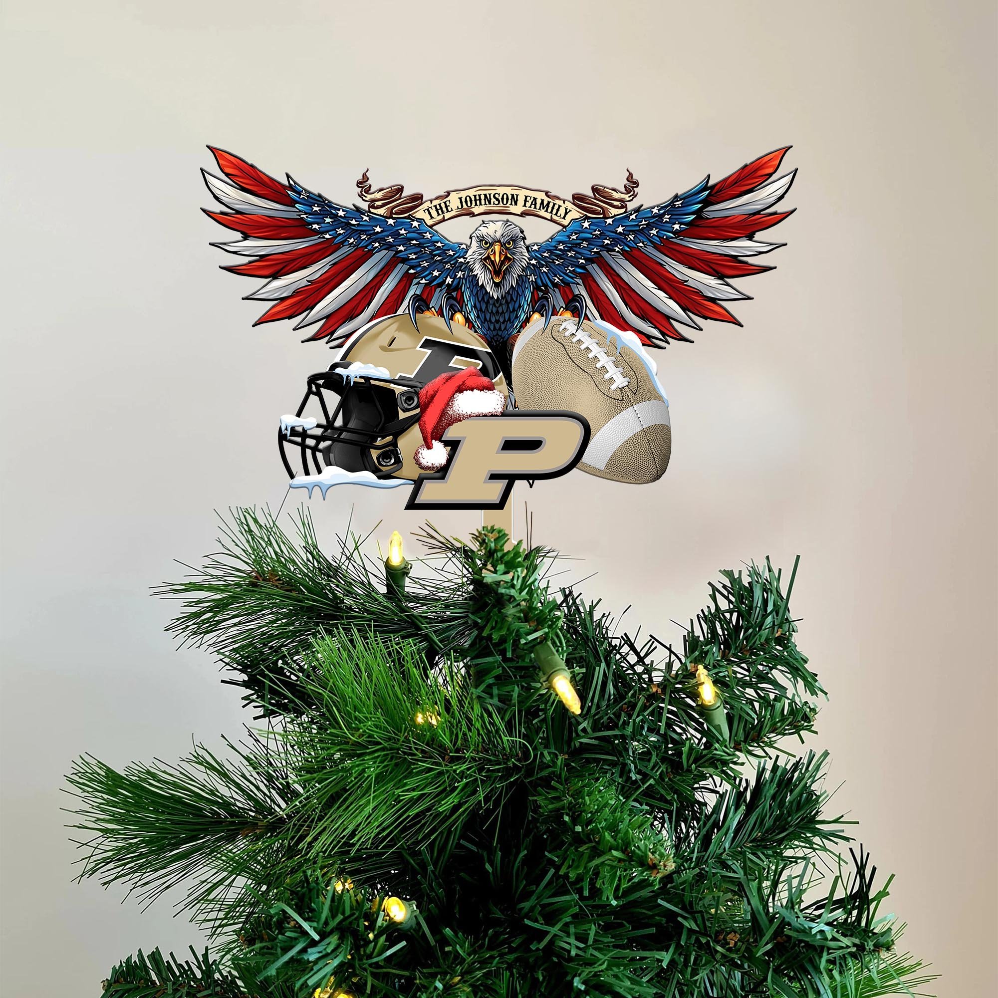 Purdue Boilermakers Tree Topper 2024 Versions Custom Your Family Name, Sport Team Tree Topper, Sport Decorations, Christmas Gifts EHIVM-53652