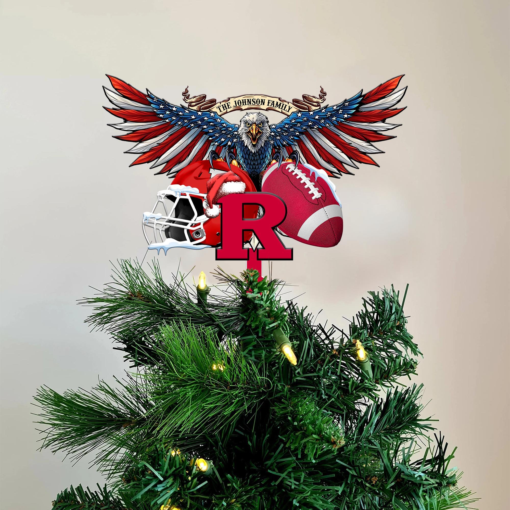 Rutgers Scarlet Knights Tree Topper 2024 Versions Custom Your Family Name, Sport Team Tree Topper, Sport Decorations, Christmas Gifts EHIVM-53652