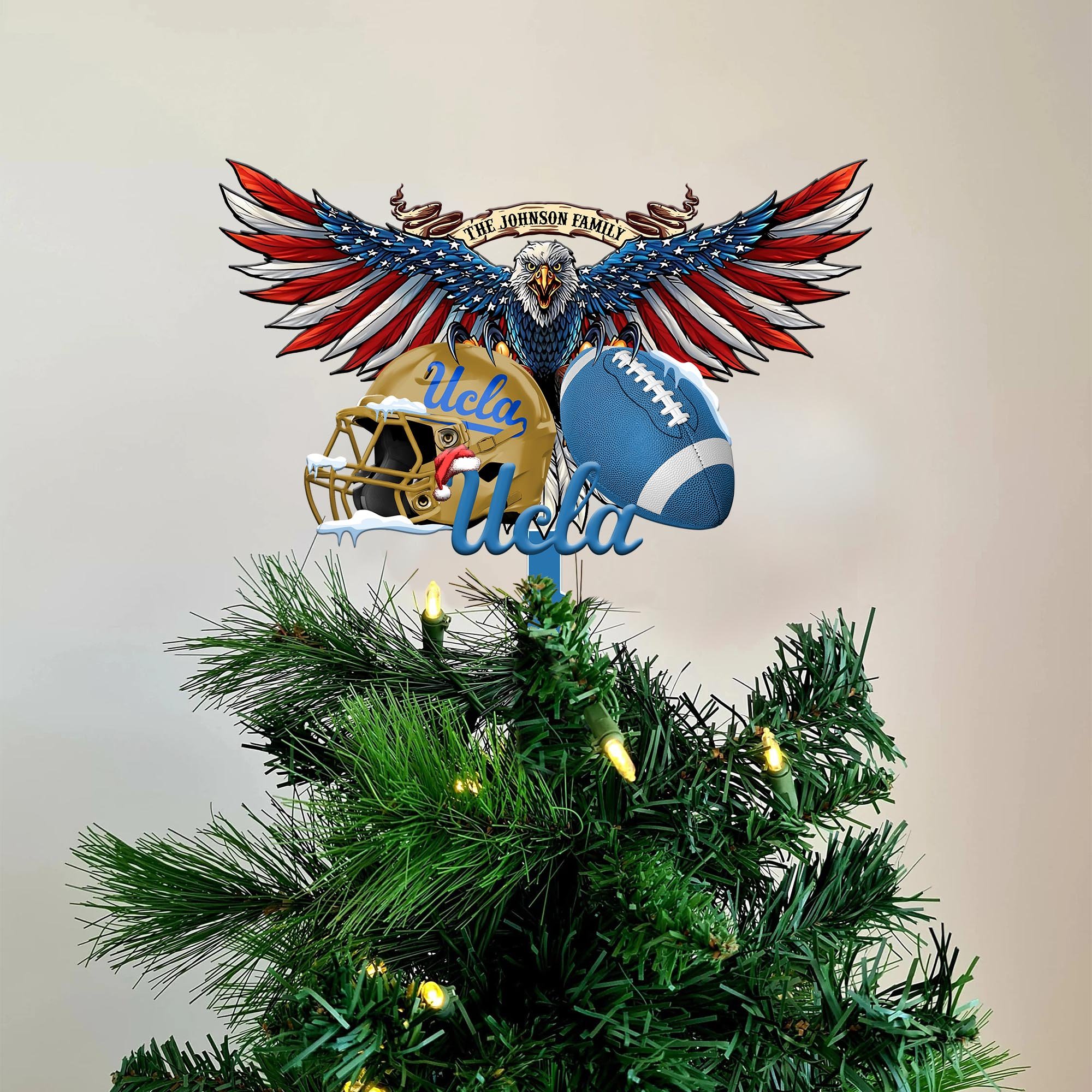 UCLA Bruins Tree Topper 2024 Versions Custom Your Family Name, Sport Team Tree Topper, Sport Decorations, Christmas Gifts EHIVM-53652