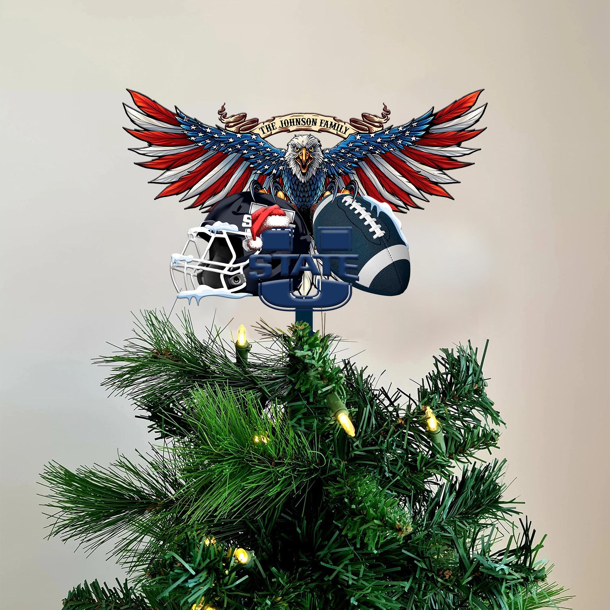 Utah State Aggies Tree Topper 2024 Versions Custom Your Family Name, Sport Team Tree Topper, Sport Decorations, Christmas Gifts EHIVM-53652