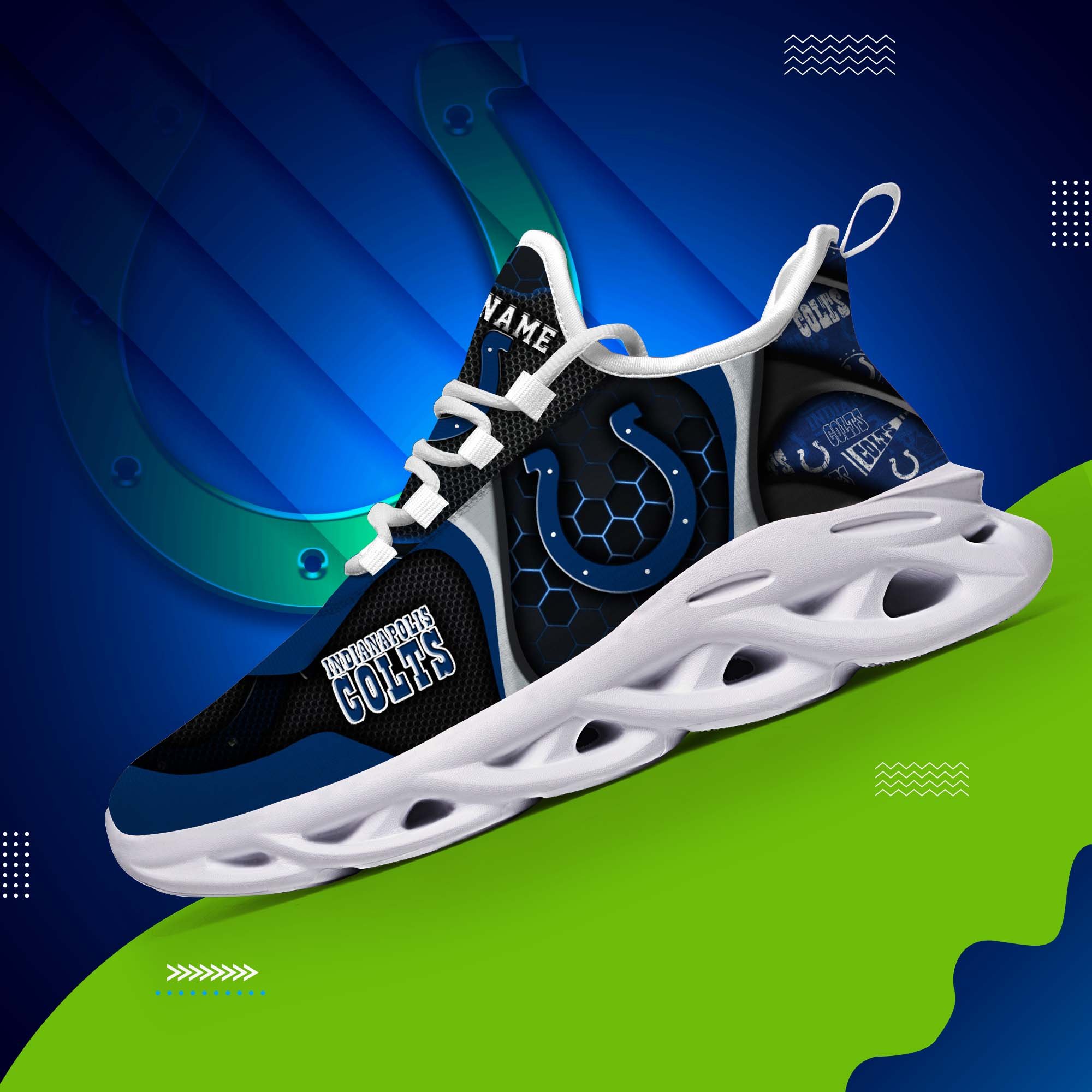 Indianapolis Colts White C Sneakers 2024 Version Personalized Your Name , Sport Sneakers, Sport Gifts ETHY-47432