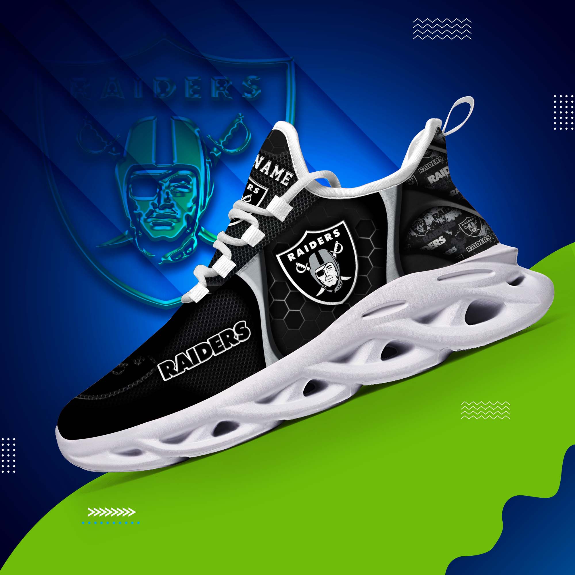 Las Vegas Raiders White C Sneakers 2024 Version Personalized Your Name , Sport Sneakers, Sport Gifts ETHY-47432