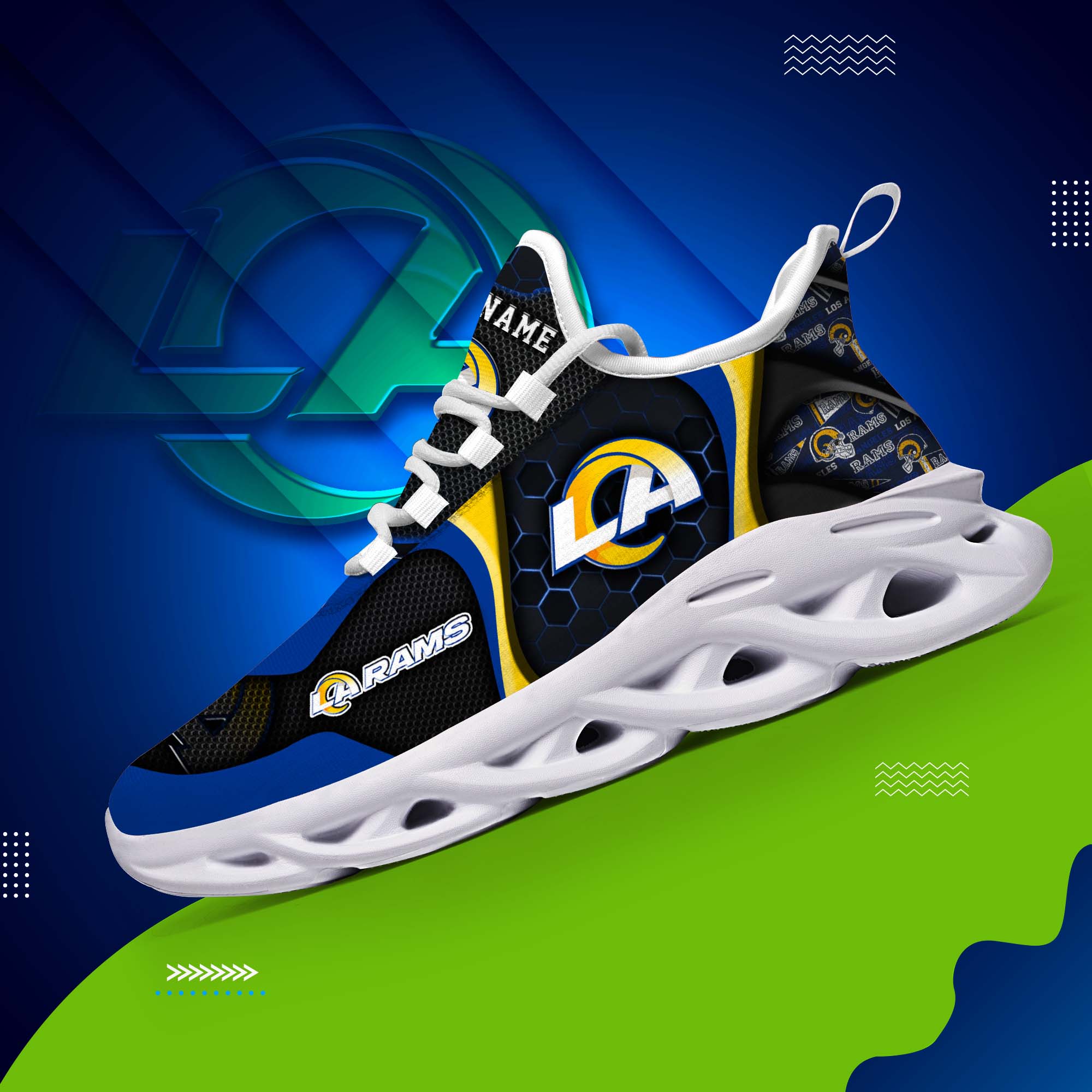 Los Angeles Rams White C Sneakers 2024 Version Personalized Your Name , Sport Sneakers, Sport Gifts ETHY-47432