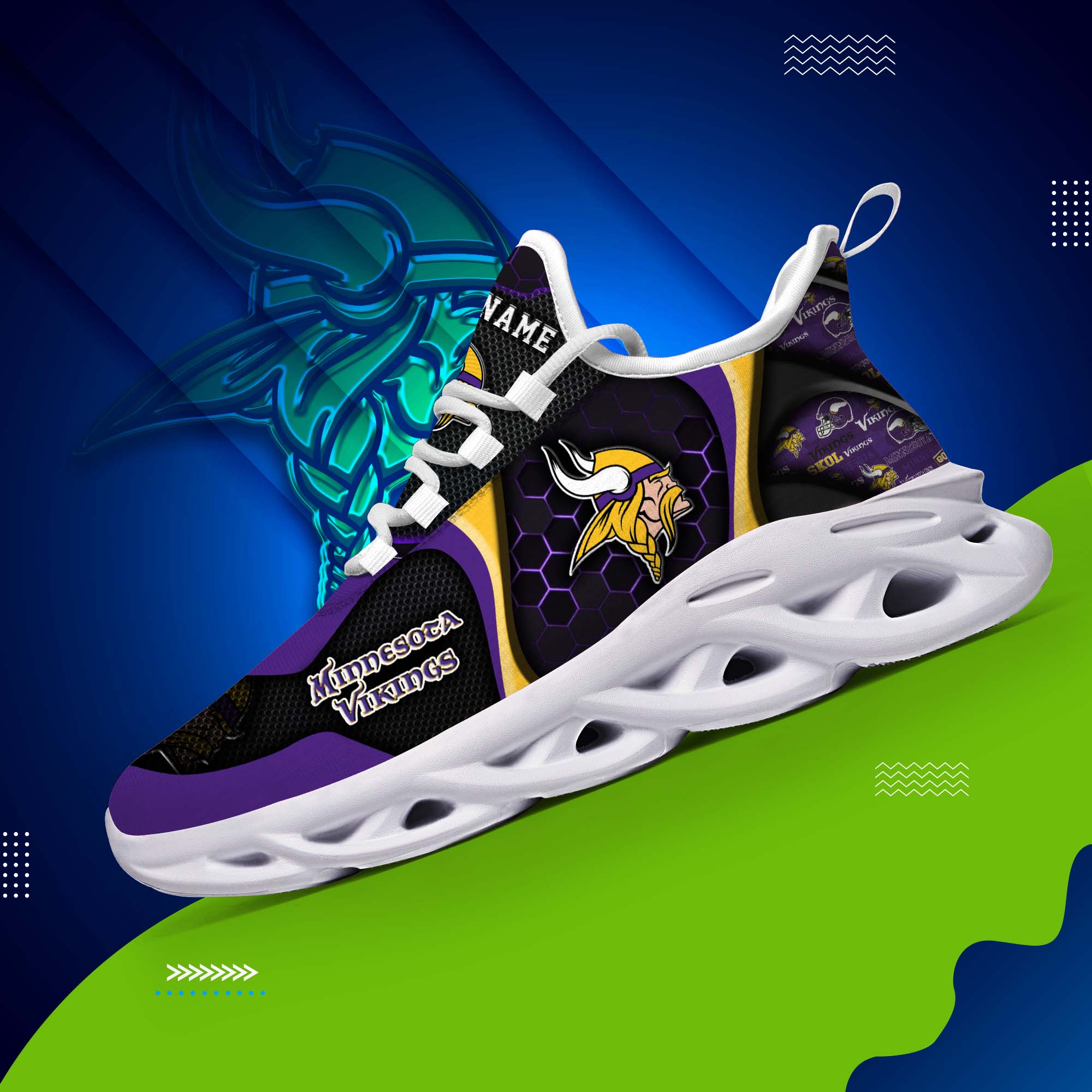 Minnesota Vikings White C Sneakers 2024 Version Personalized Your Name , Sport Sneakers, Sport Gifts ETHY-47432