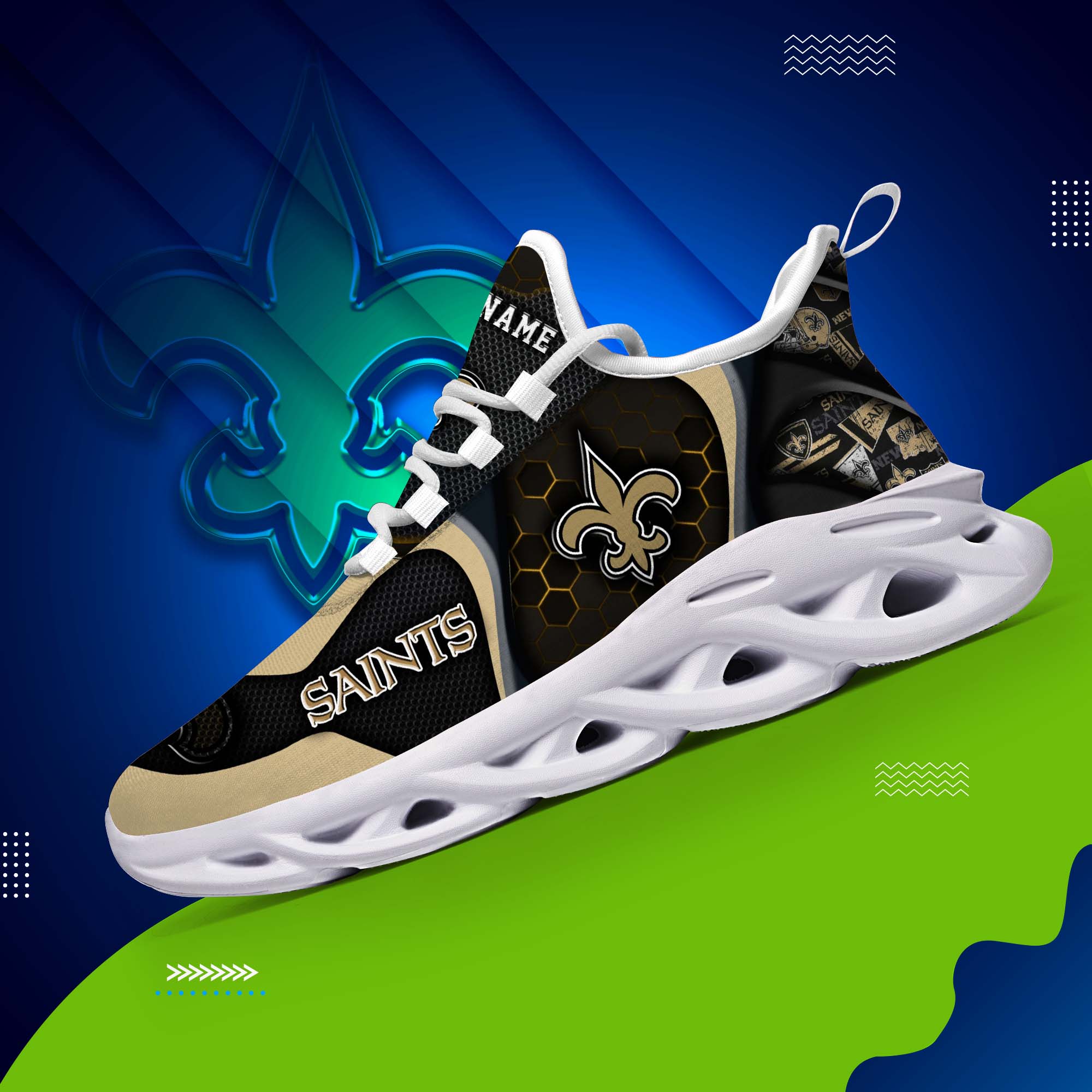 New Orleans Saints White C Sneakers 2024 Version Personalized Your Name , Sport Sneakers, Sport Gifts ETHY-47432