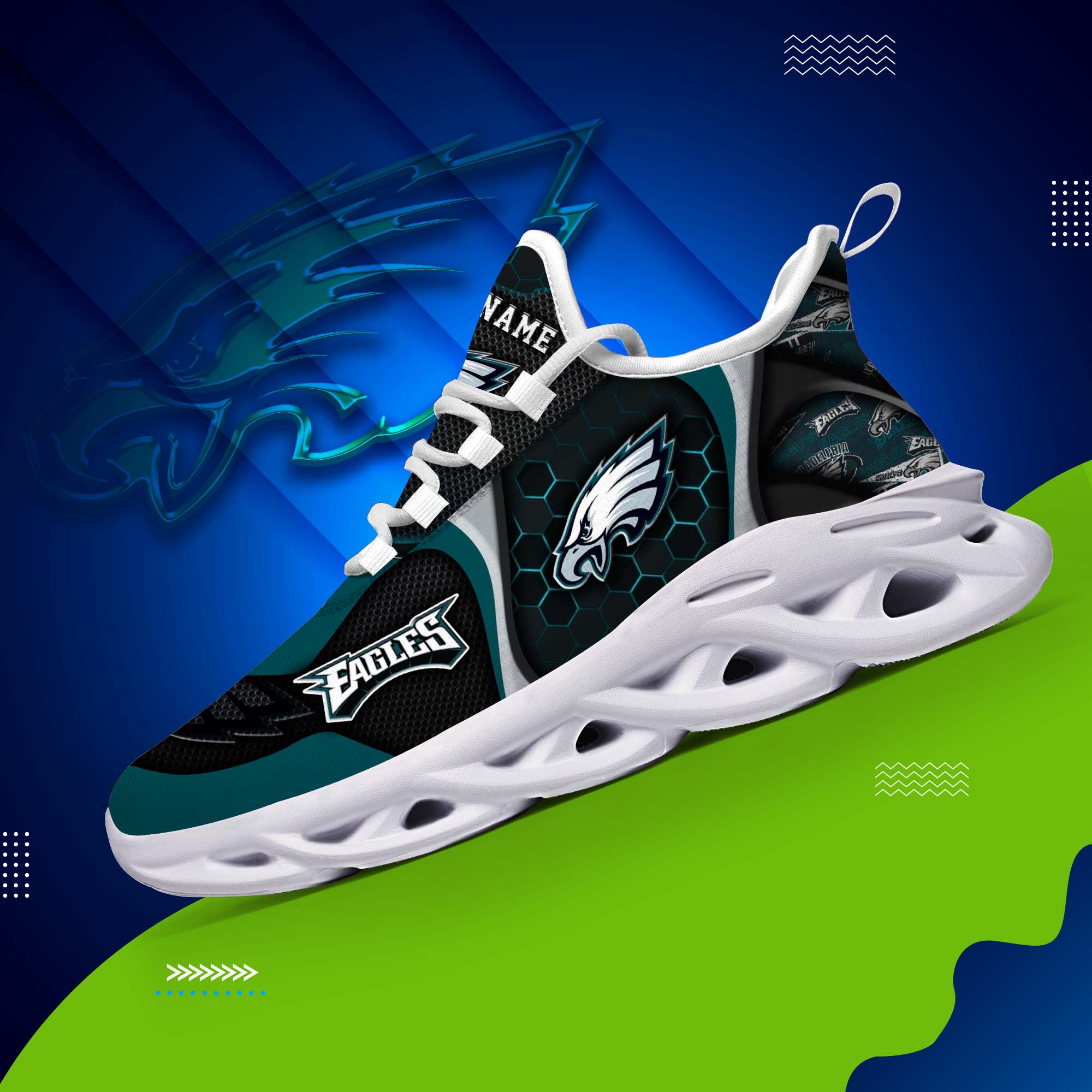 Philadelphia Eagles White C Sneakers 2024 Version Personalized Your Name , Sport Sneakers, Sport Gifts ETHY-47432