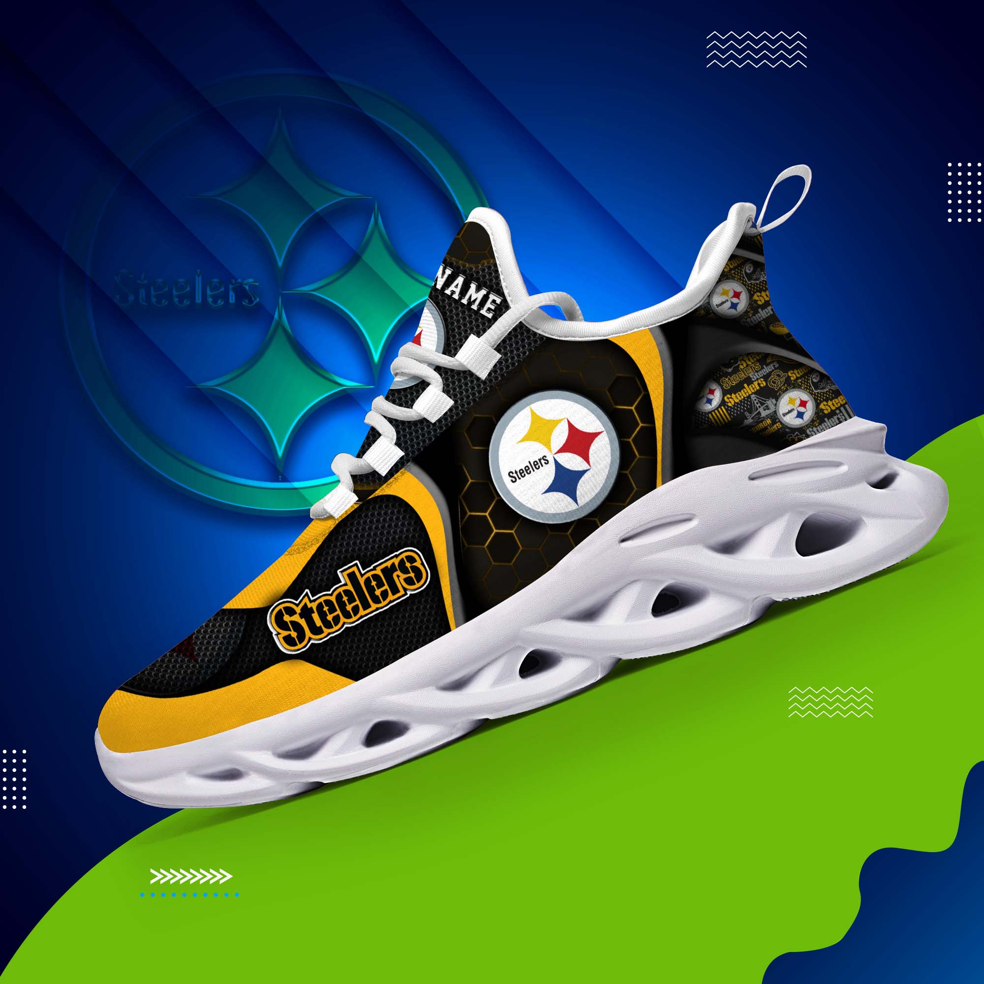 Pittsburgh Steelers White C Sneakers 2024 Version Personalized Your Name , Sport Sneakers, Sport Gifts ETHY-47432