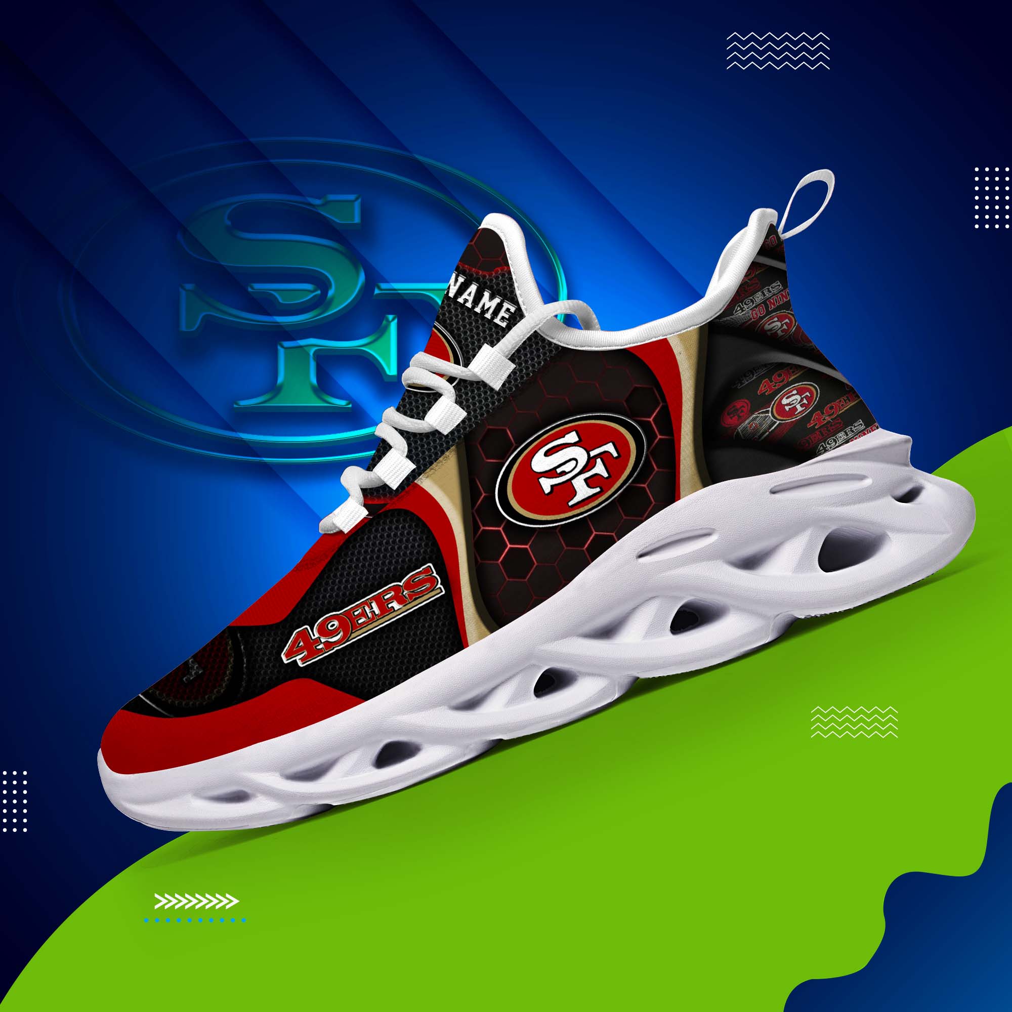 San Francisco 49ers White C Sneakers 2024 Version Personalized Your Name , Sport Sneakers, Sport Gifts ETHY-47432