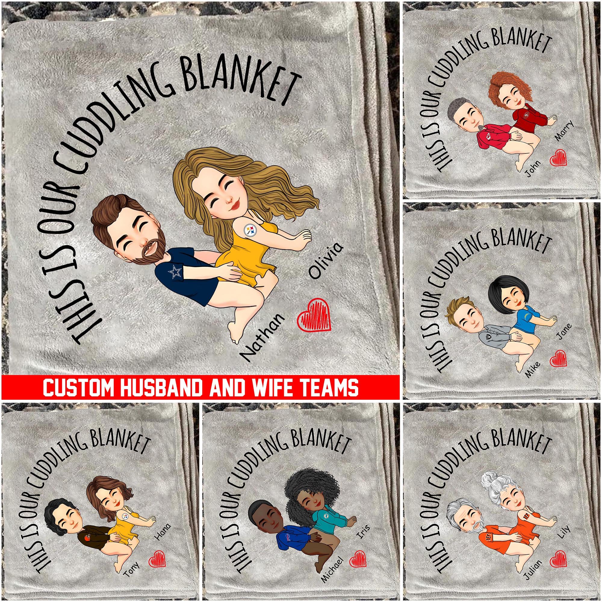 House Divided Blanket Custom Husband And Wife Teams, This Is Our Cuddling Blanket, Personalized Blanket Gift For Couple ETRG-62509