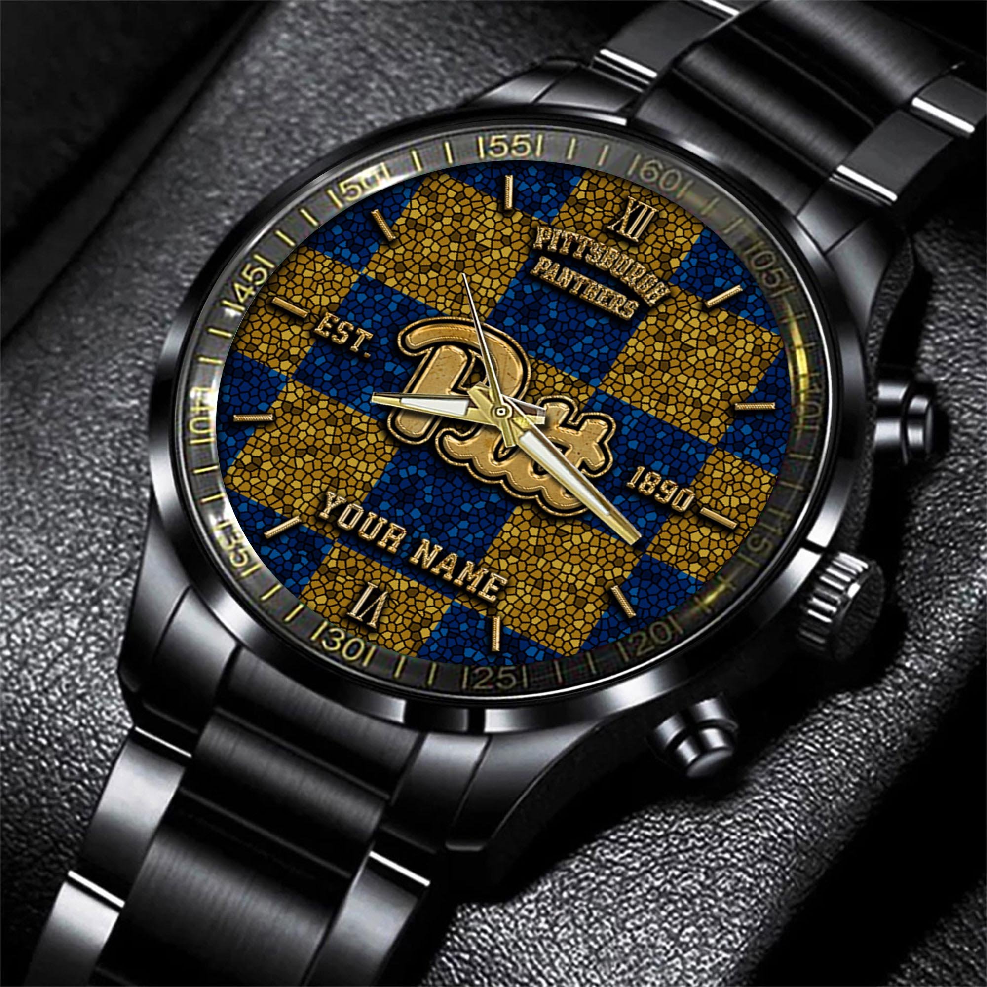 Pittsburgh Panthers Black Fashion Watch Custom Your Name, Sport Black Fashion Watch, FootBall Fan Gifts EHIVM-54668