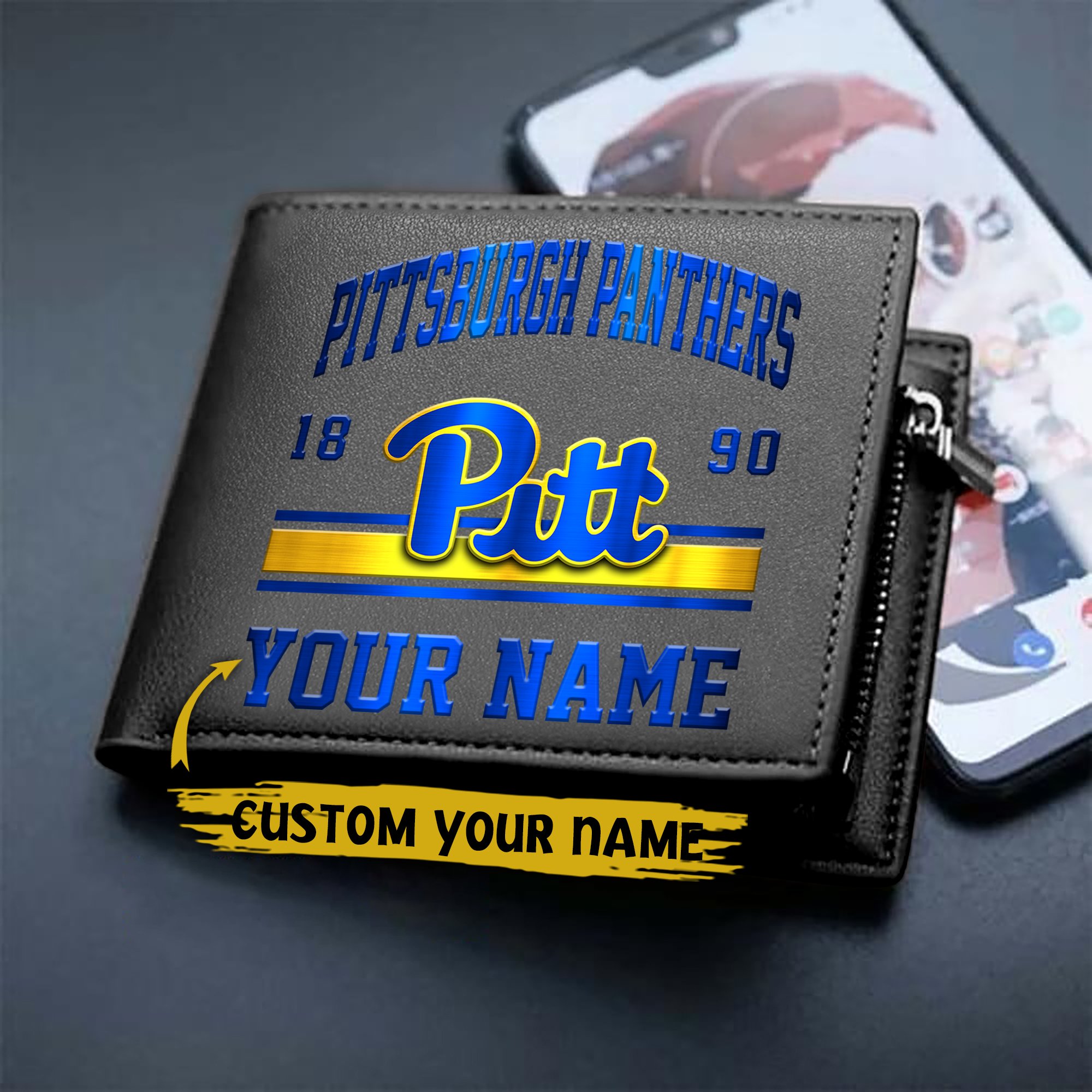 Pittsburgh Panthers Men Wallet Custom Your Name, Football Team Men Wallet For Fans, Gifts For Football Lovers  EHIVM-57362