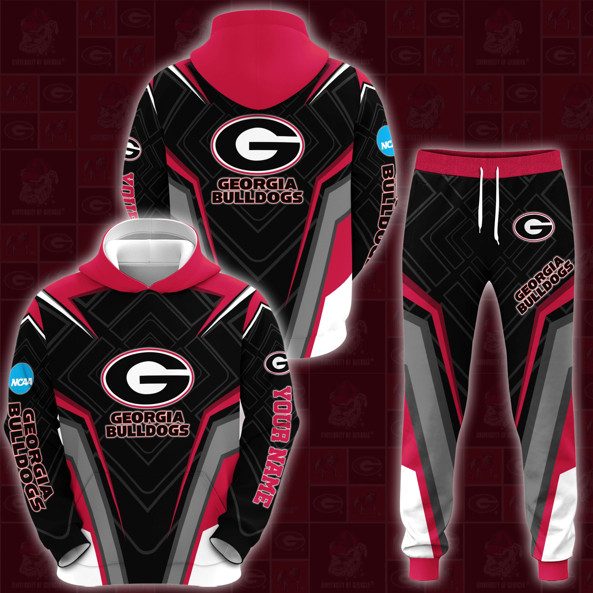 Georgia Bulldogs Hoodie Sweatpants Set 2024 Version Custom Your Name, Hoodie Sweatpants Set For Sport Lovers, Gifts For Fans, Sport Gifts ETRG-62556