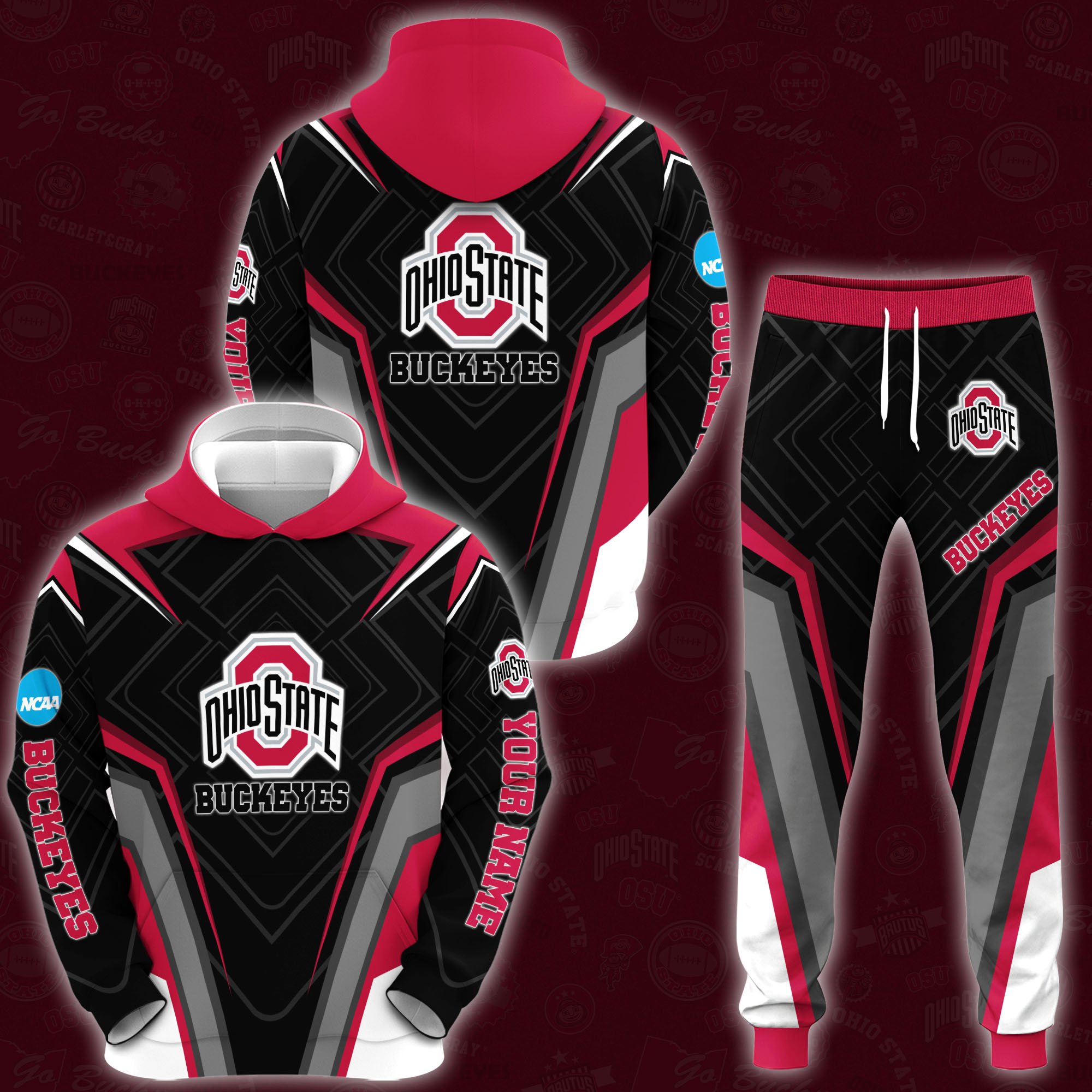 Ohio State Buckeyes Hoodie Sweatpants Set 2024 Version Custom Your Name, Hoodie Sweatpants Set For Sport Lovers, Gifts For Fans, Sport Gifts ETRG-62556