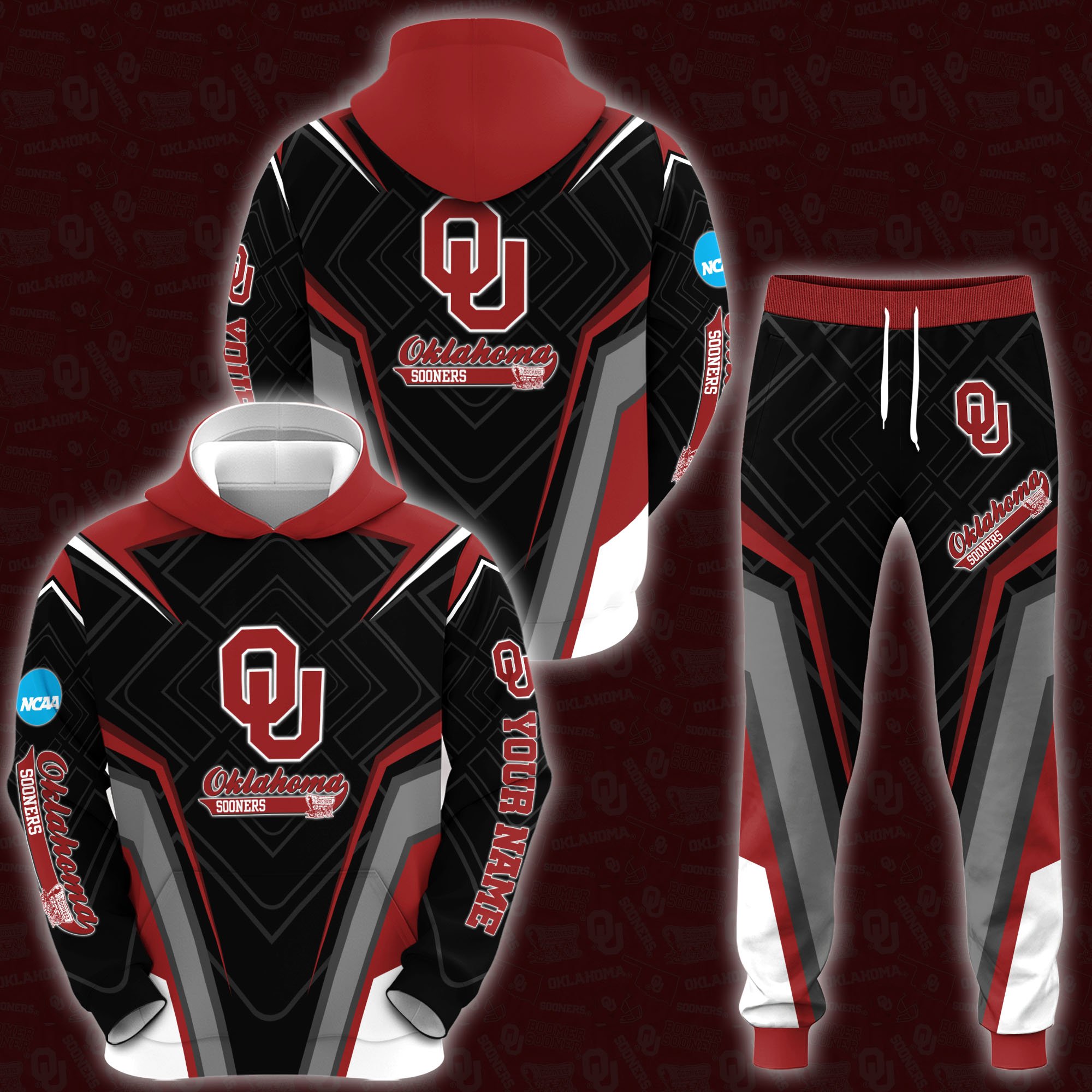 Oklahoma Sooners Hoodie Sweatpants Set 2024 Version Custom Your Name, Hoodie Sweatpants Set For Sport Lovers, Gifts For Fans, Sport Gifts ETRG-62556