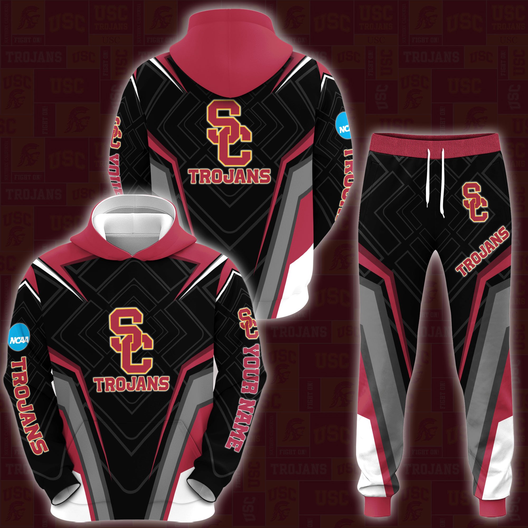 USC Trojans Hoodie Sweatpants Set 2024 Version Custom Your Name, Hoodie Sweatpants Set For Sport Lovers, Gifts For Fans, Sport Gifts ETRG-62556