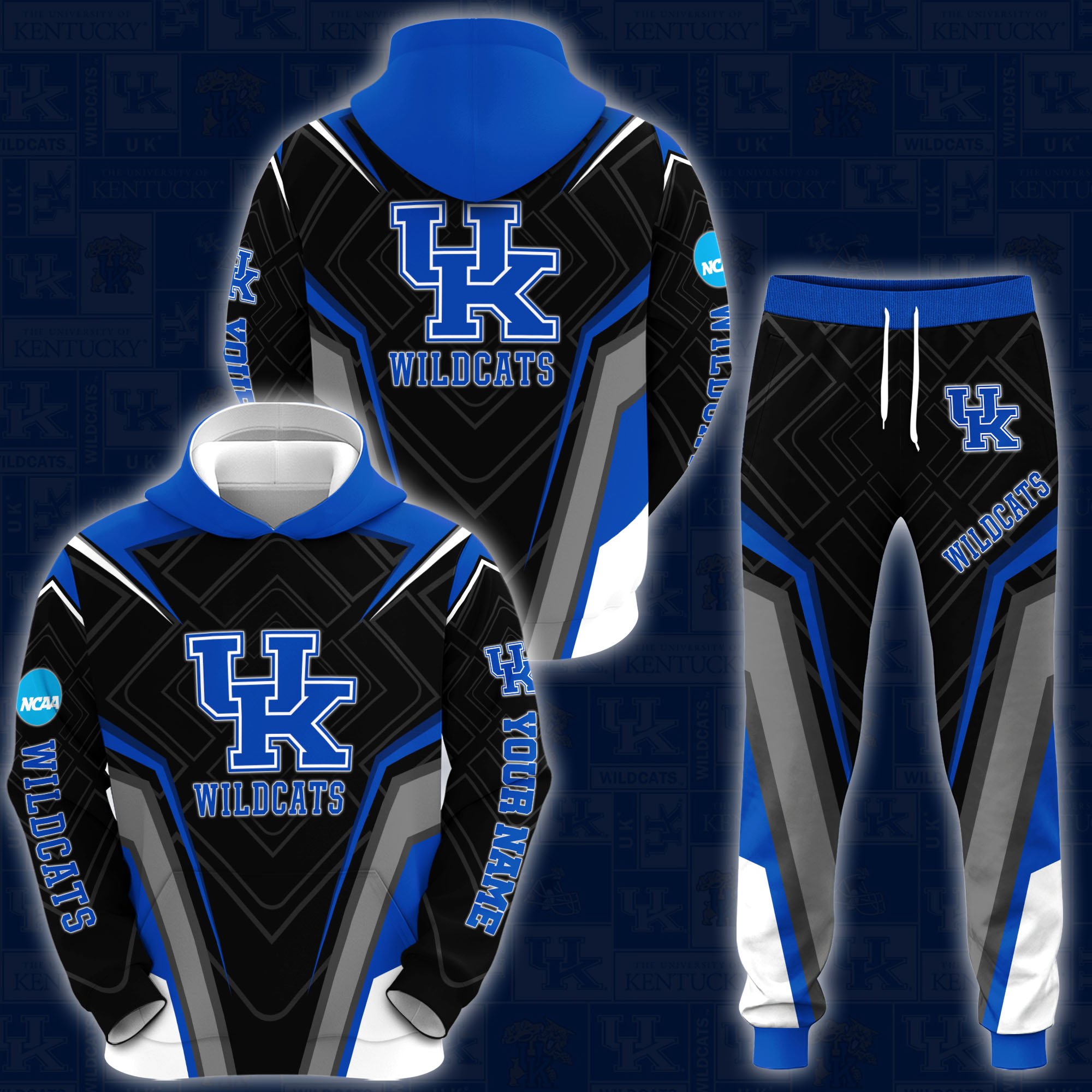 Kentucky Wildcats Hoodie Sweatpants Set 2024 Version Custom Your Name, Hoodie Sweatpants Set For Sport Lovers, Gifts For Fans, Sport Gifts ETRG-62556