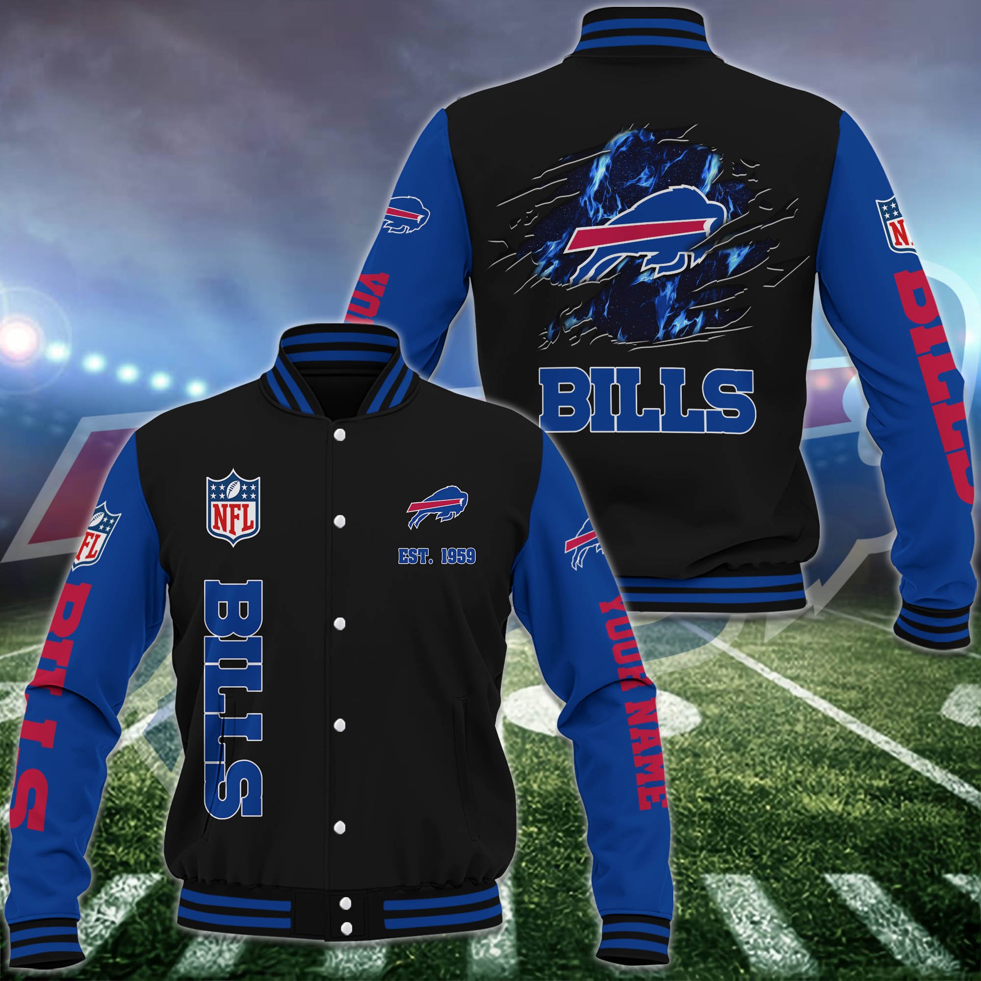 Buffalo Bills Baseball Jacket Custom Your Name, Sport Jacket, FootBall Fan Gifts EHIVM-54148