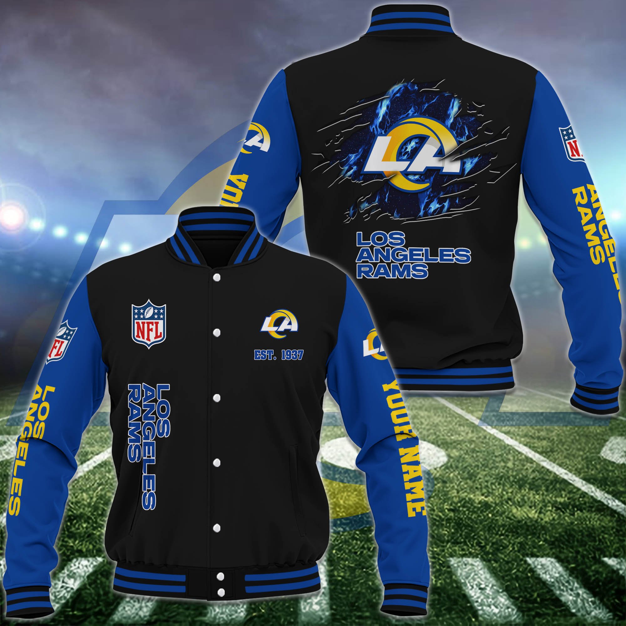 Los Angeles Rams Baseball Jacket Custom Your Name, Sport Jacket, FootBall Fan Gifts EHIVM-54148