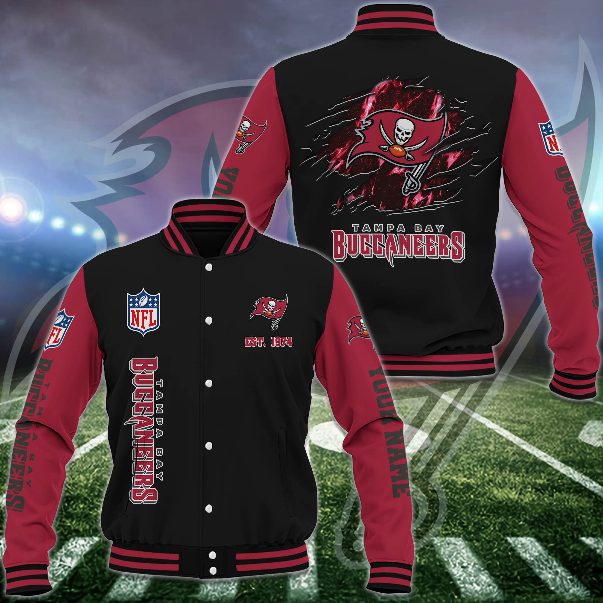 Tampa Bay Buccaneers Baseball Jacket Custom Your Name, Sport Jacket, FootBall Fan Gifts EHIVM-54148