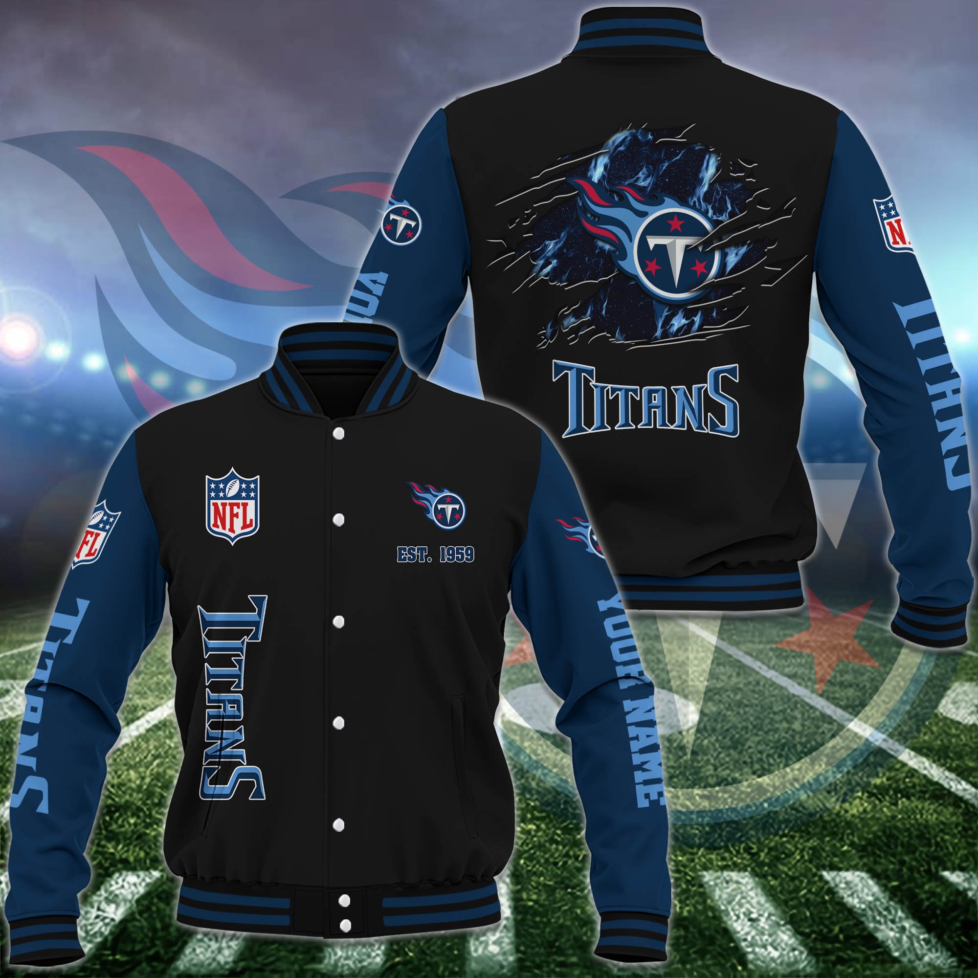 Tennessee Titans Baseball Jacket Custom Your Name, Sport Jacket, FootBall Fan Gifts EHIVM-54148