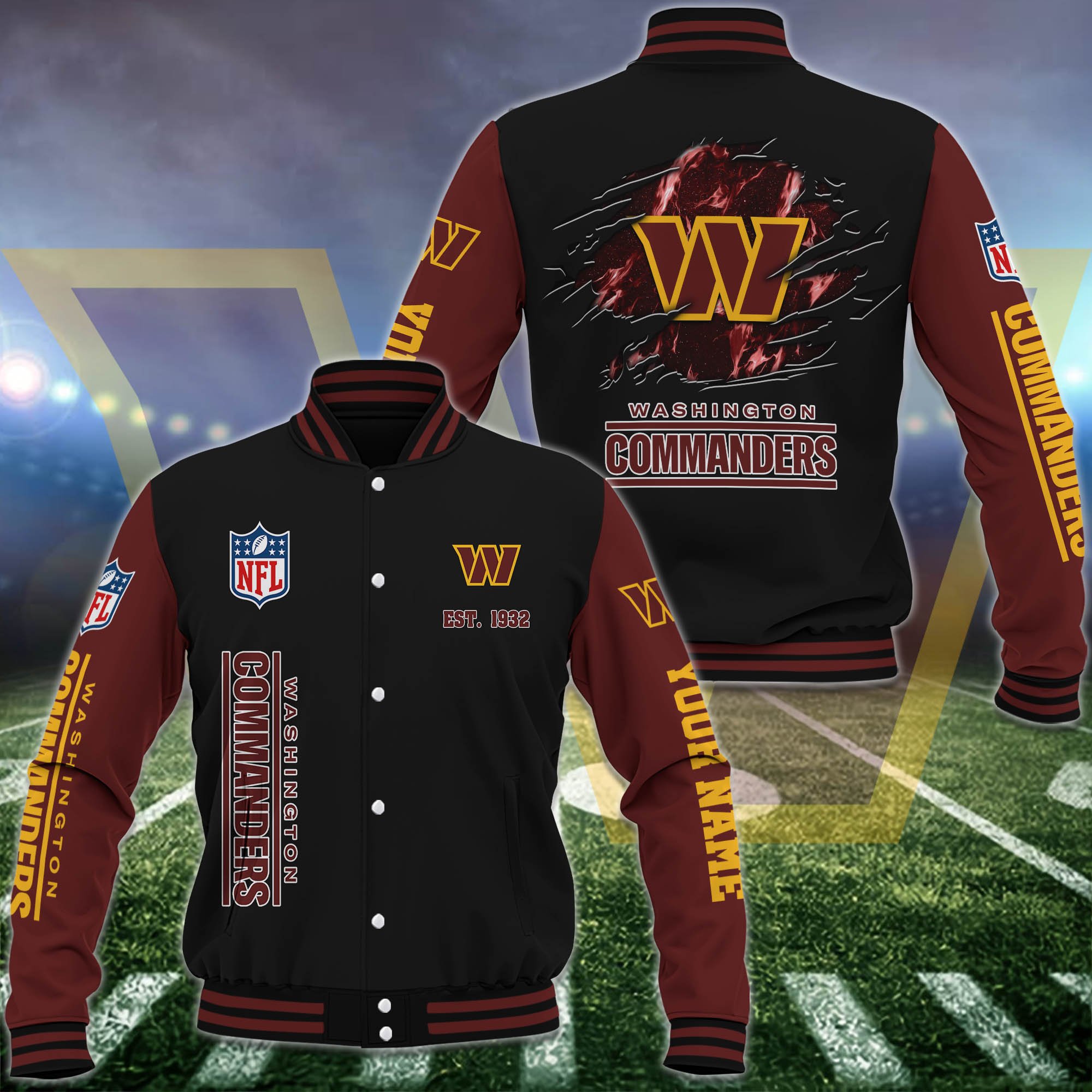 Washington Commanders Baseball Jacket Custom Your Name, Sport Jacket, FootBall Fan Gifts EHIVM-54148