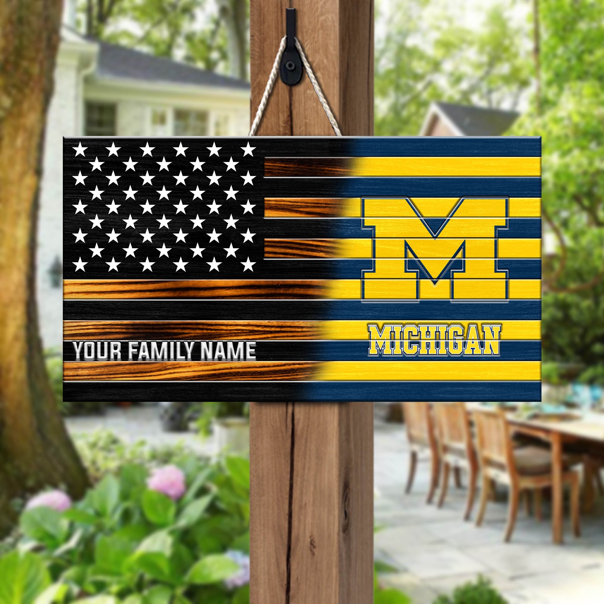 Michigan Wolverines Shape Wooden Sign 2024 Version Personalized Your Family Name, Sport Team Sign, Sport Decorations ETHY-51658